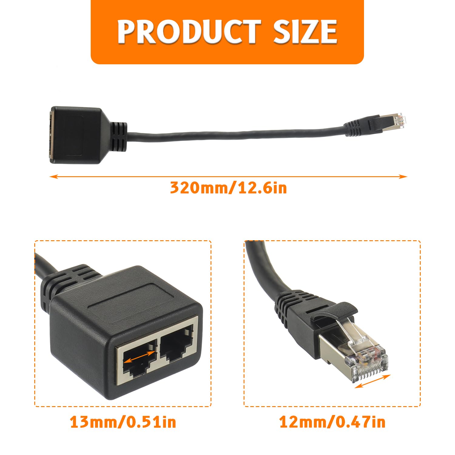 RJ45 Divisore adattatore Ethernet 1 Maschio a 2 Femmine Cavo Compatibile con Cat5, Cat5e, Cat6, Cat7(2 pezzi)