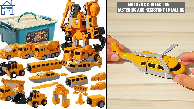 Amazon.com: Magnetic Transform Engineering Car Assembled Toys,Toy