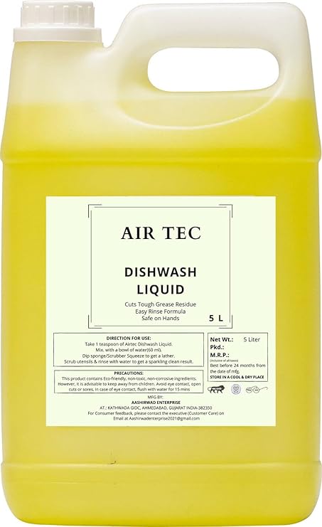 Airtec Dishwash Liquid Gel lemon 5 litre, Dishwash Gel 5 ltr lemon (LEMON)