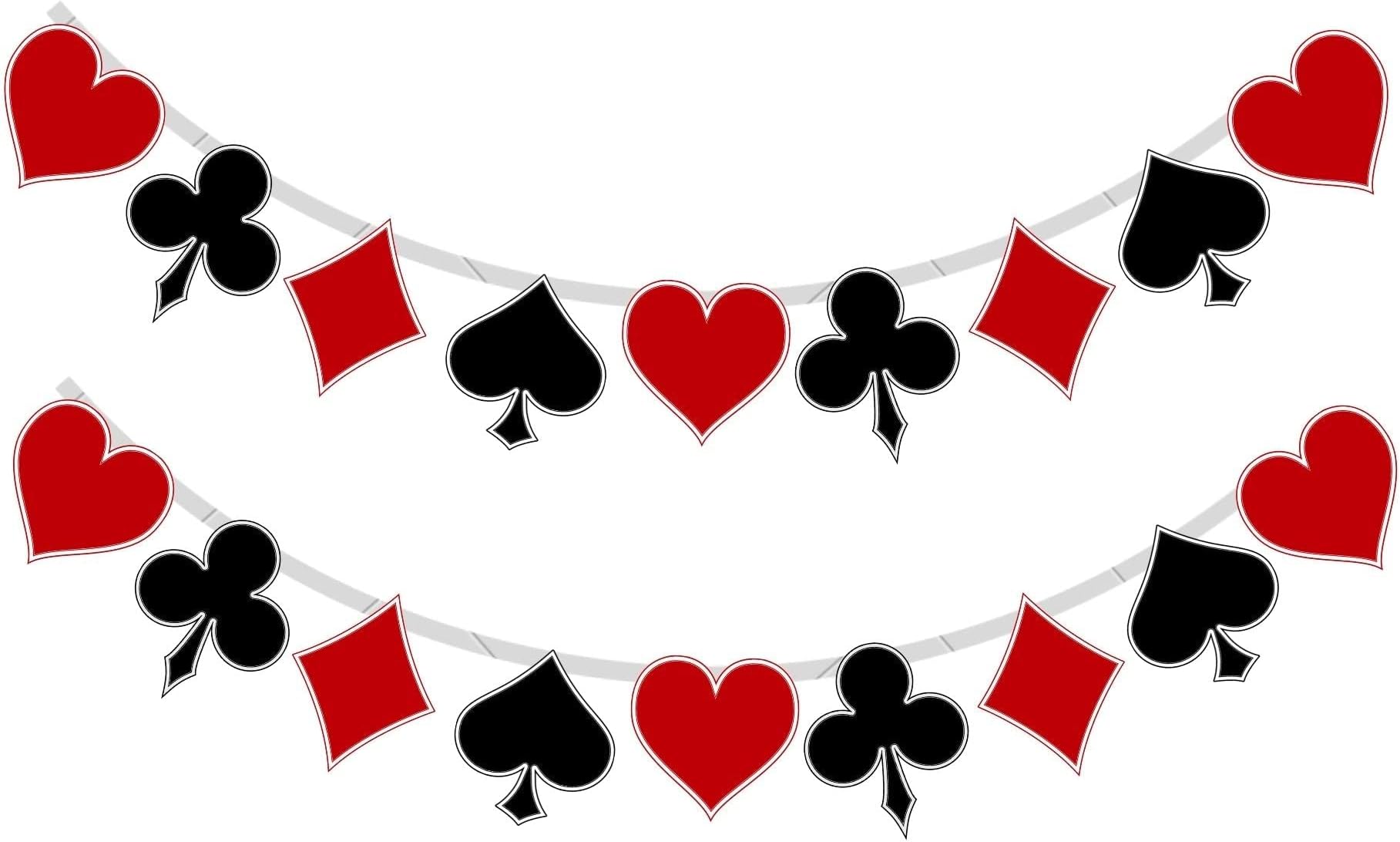 Casino/Card Party Banner (Material:Card Stock / 18 Cards / 2 Metre/Red,Black)