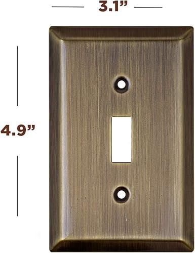 Miniatura 2 de SleekLighting  Placas de pared decorativas clásicas de latón antiguo  Enchufe eléctrico y cubiertas de interruptor  Estilo palanca de 1 banda