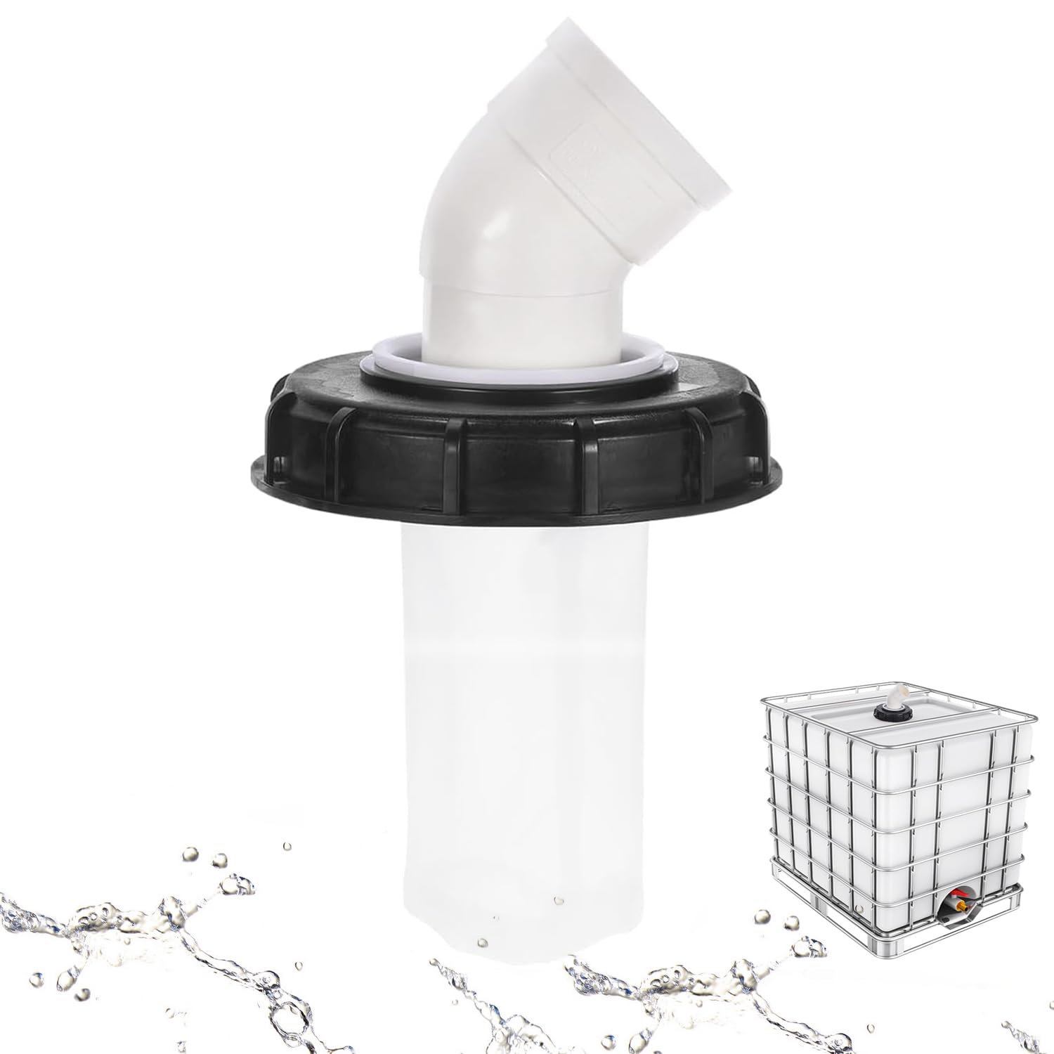 45° Filtro de Tapa IBC, Tapa de Tanque IBC Lavable de Nailon con Tapa, Accesorio de Tanque IBC con Filtro de Red para 165 mm Accesorio para Depósito de Agua de Lluvia