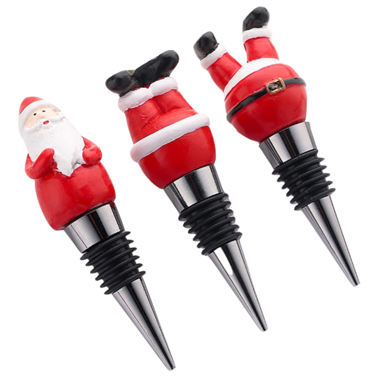 Mikinona3pcs Christmas Wine Corks Wine Bottle Toppers Party Wine Bottles Stopper Santa Claus Wine Stopper Beverage Bottle Stopper Christmas Wine Bottle Stopper Christmas Supplies Resin
