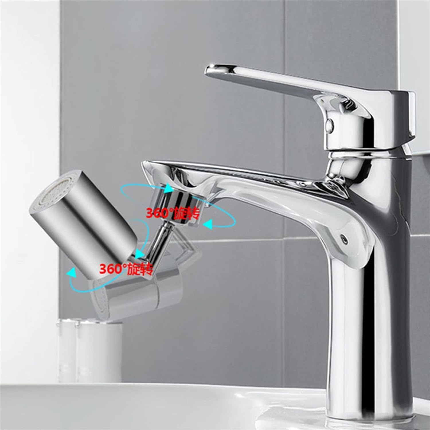 Kitchen Sink er Universal Multifunctional 720 Rotatable Faucet Extender er Head Two Outlet Mode Splash Filter Movable Kitchen Bathroom Tap (Plastic)