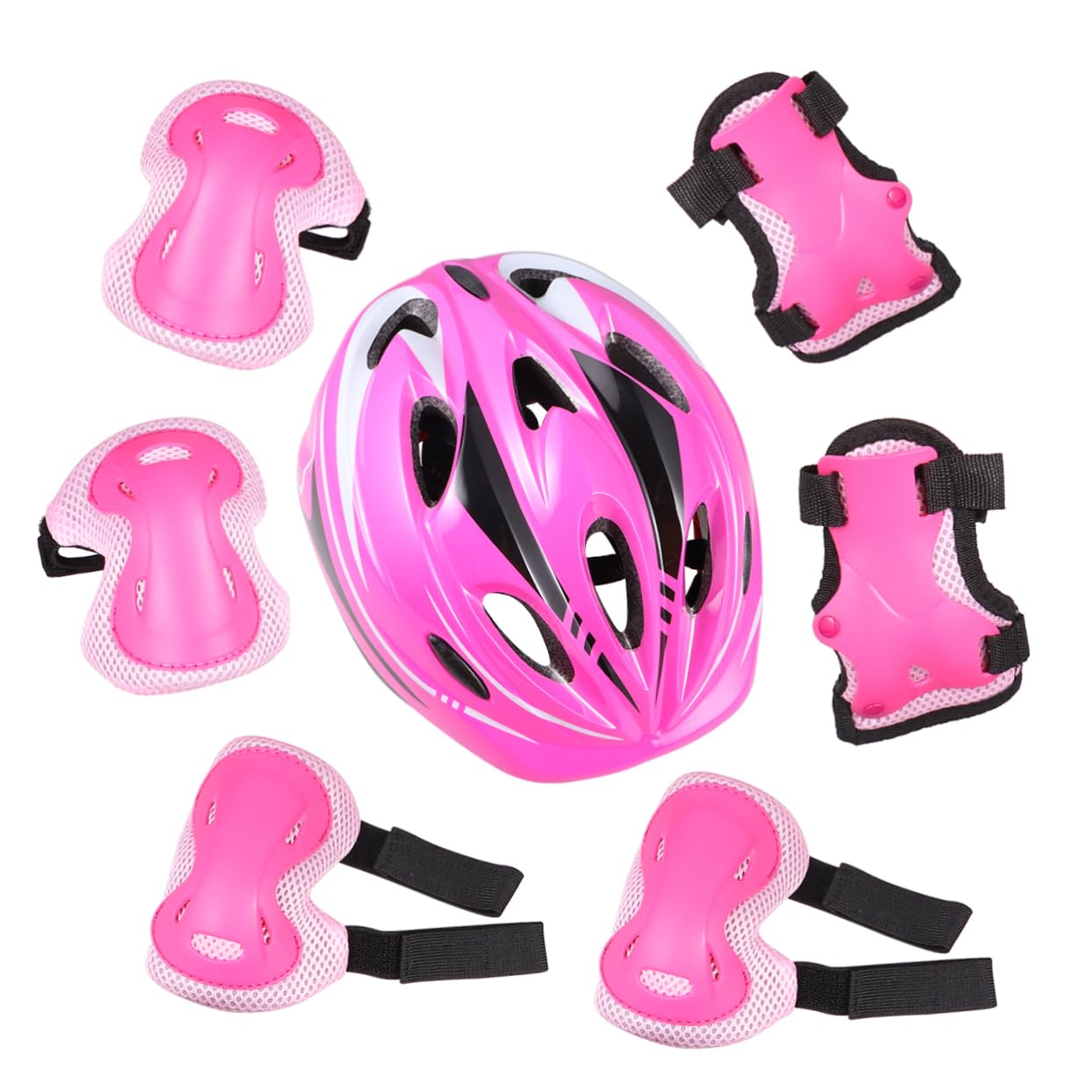 POPETPOP Skating Elbow Kneecap Guard Set for Boys and Girls 7pc Protective Gear Kit Comfortable Fit Ventilated Ages 4-15
