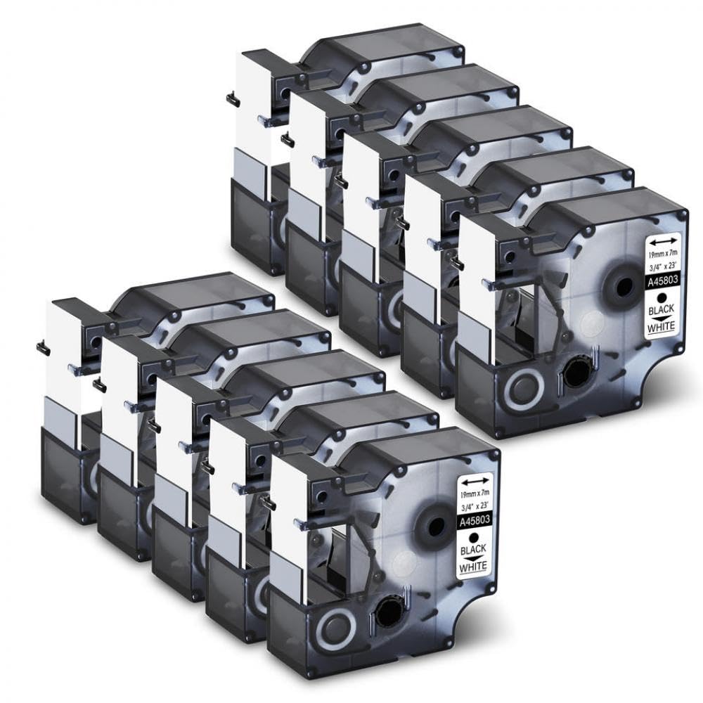 Nastro for etichette nero su bianco compatibile con D1 45803 19 mm compatibile con LabelManager 300 420P