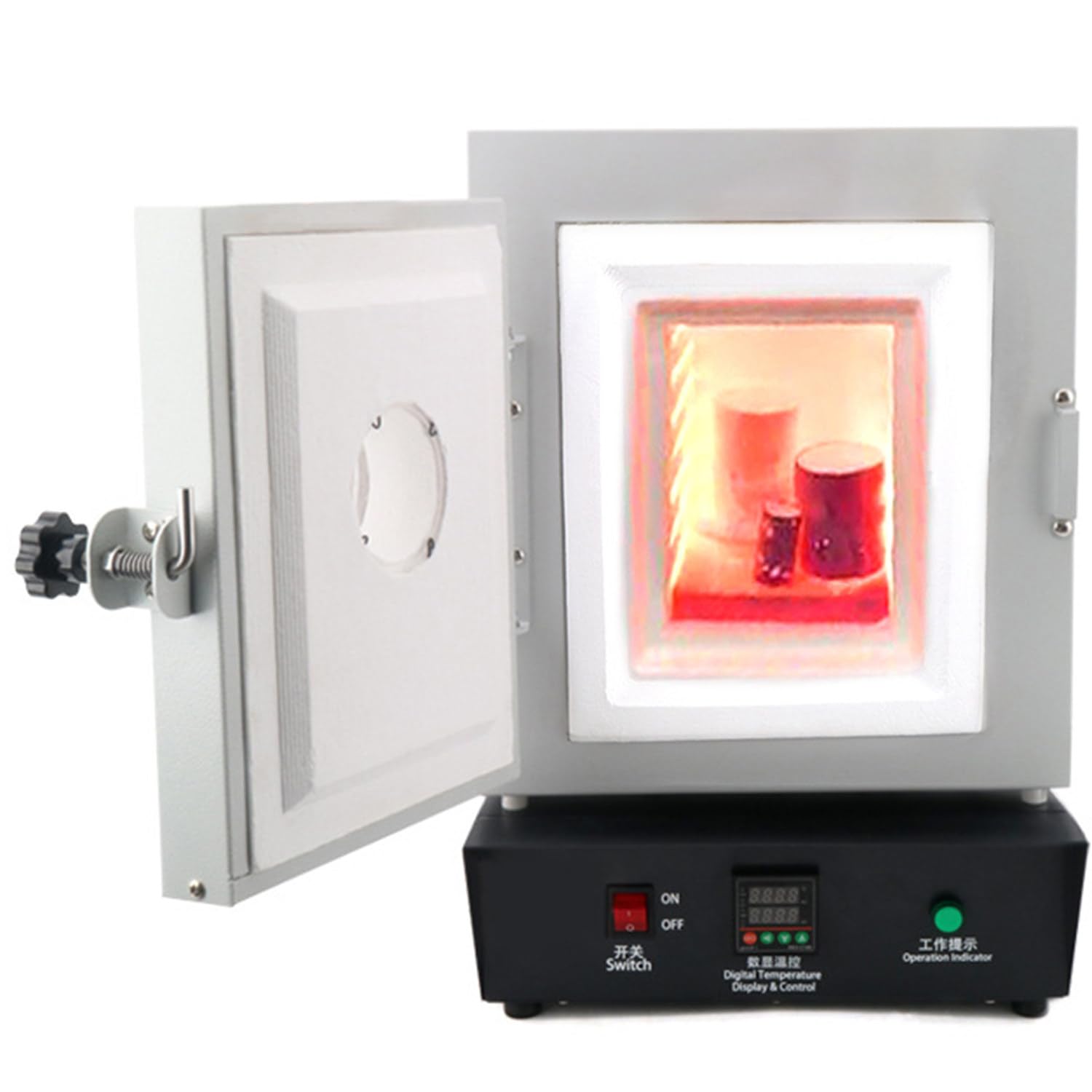 Qiang Compact Tabletop Sintering Furnace, 1750W 1150℃ Electric Muffle Furnace, High-Temperature Oven for Pottery Glazing & Small Metal Casting