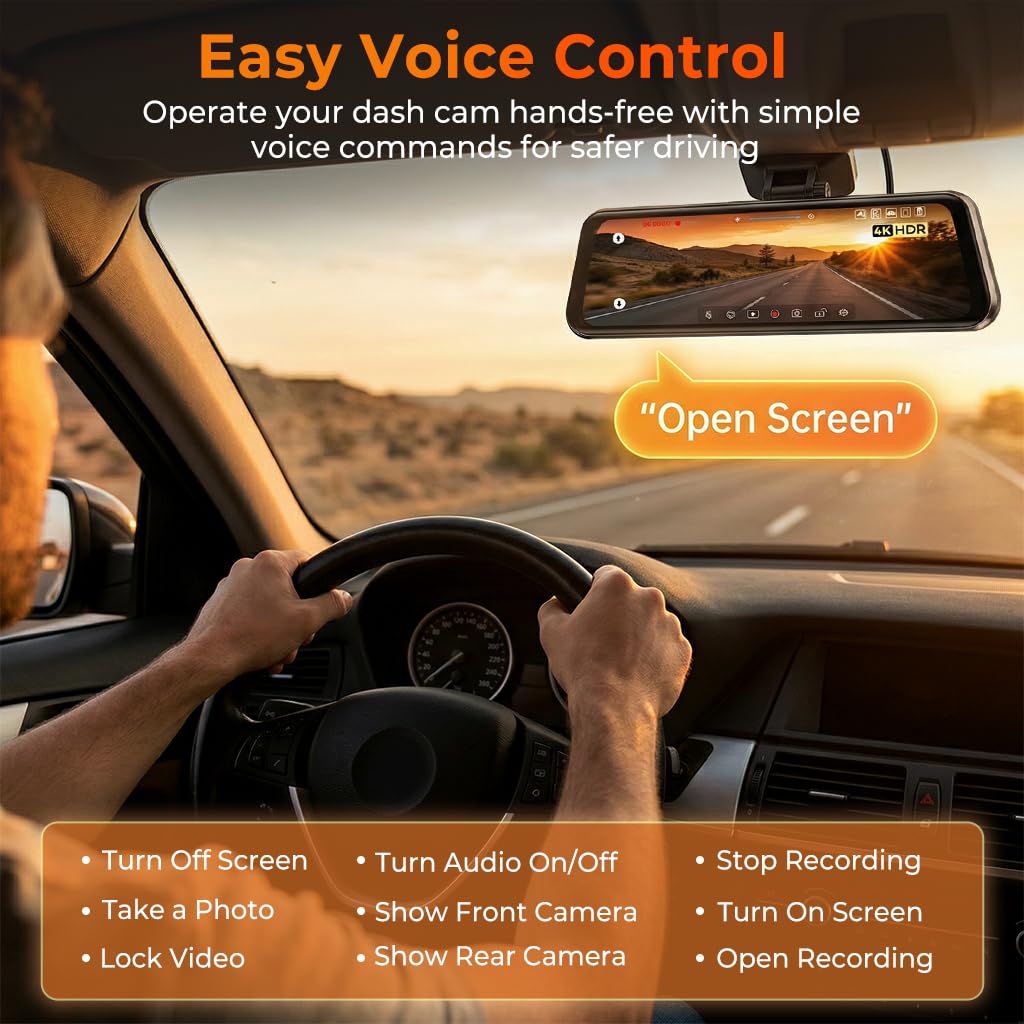 Dashcam per specchietto retrovisore da 12", fotocamera frontale 4K UHD e telecamera posteriore da 2,5 K per auto, con modalità Smart ADAS BSD LCA, GPS, G-Sensor, registrazione in loop, monitoraggio