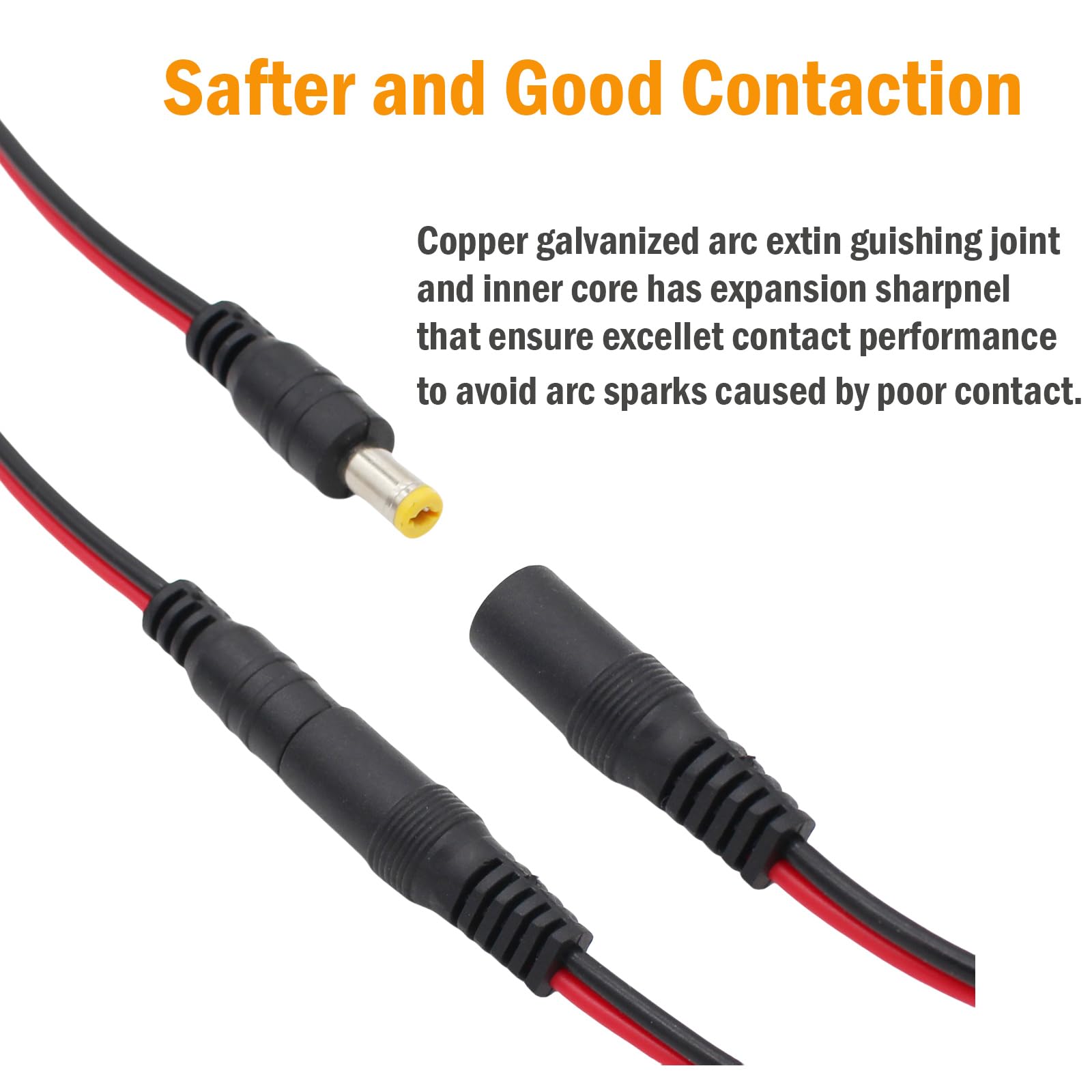 RUNCCI-YUN 20 stuks 18AWG DC 12V 5A 5,5 x 2,1 mm mannelijke DC stroomkabel pigtails, DC Power Jack Plug adapter holle stekker 5,5 2,1 laagspanning connector voor CCTV-beveiligingscamera