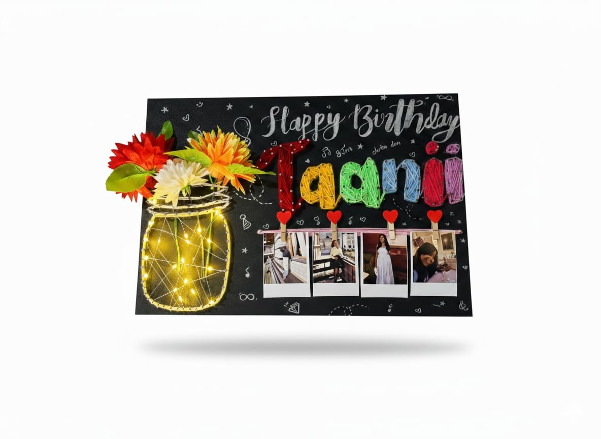 New Colourful String Art Nameplate with Picture-Holder |Beautiful Handicraft Gift |Thread Art Unique Home Décor (Size 12*18" inches) | Perfect for Giftings | Birthday Gift Ideas | Home Decor Wall Art|-image-41