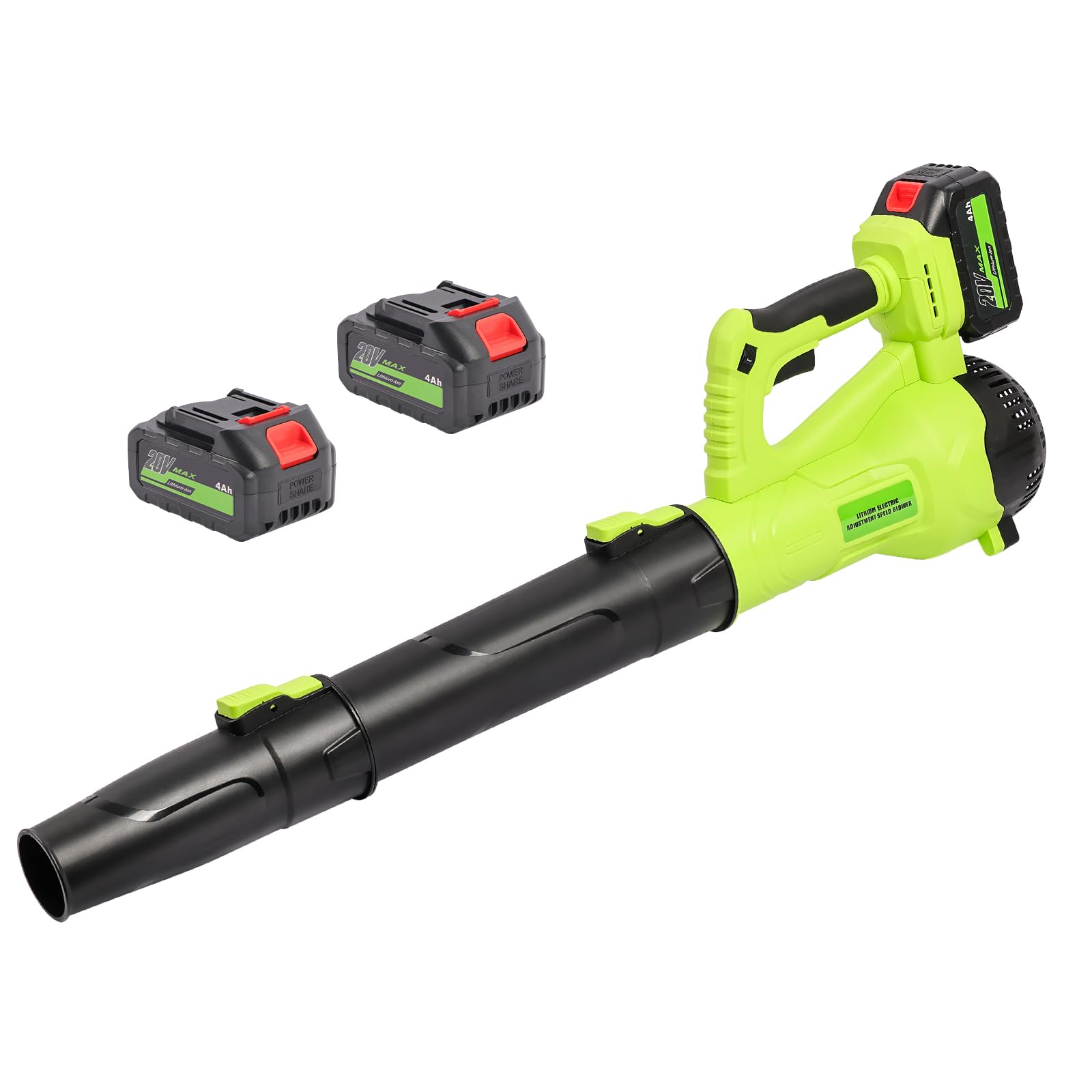 Soplador de Hojas a batería 20V con 2 baterías 4.0Ah, 6 velocidades | Alcanza 107 MPH y 22500 RPM para eliminar hojas, polvo y residuos en jardines y zonas exteriores.