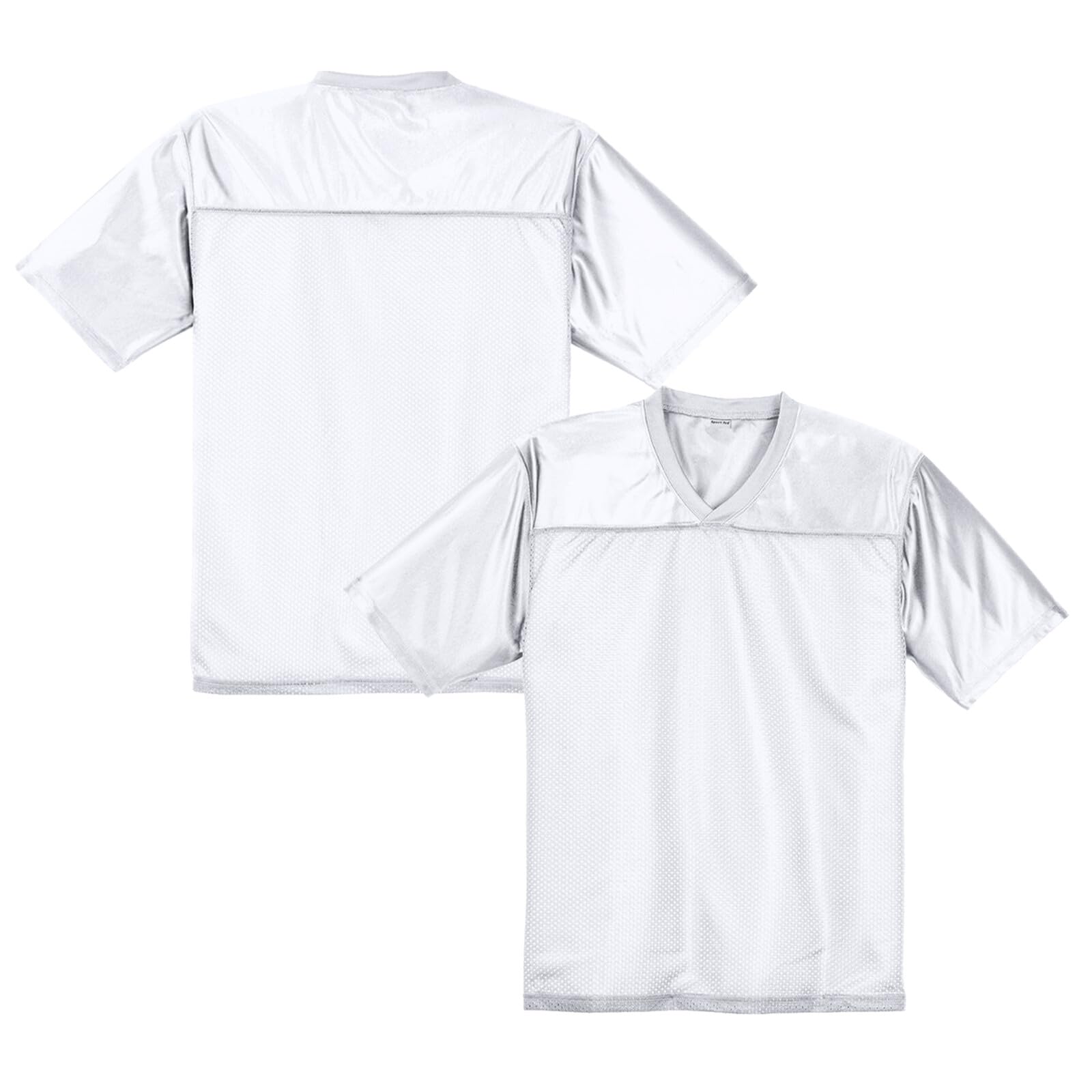 Rffov Blank Hip Hop Football Jersey V Neck Short Sleeve Football Shirts Practice Mesh Sport Uniform Gifts for Men Women Youth