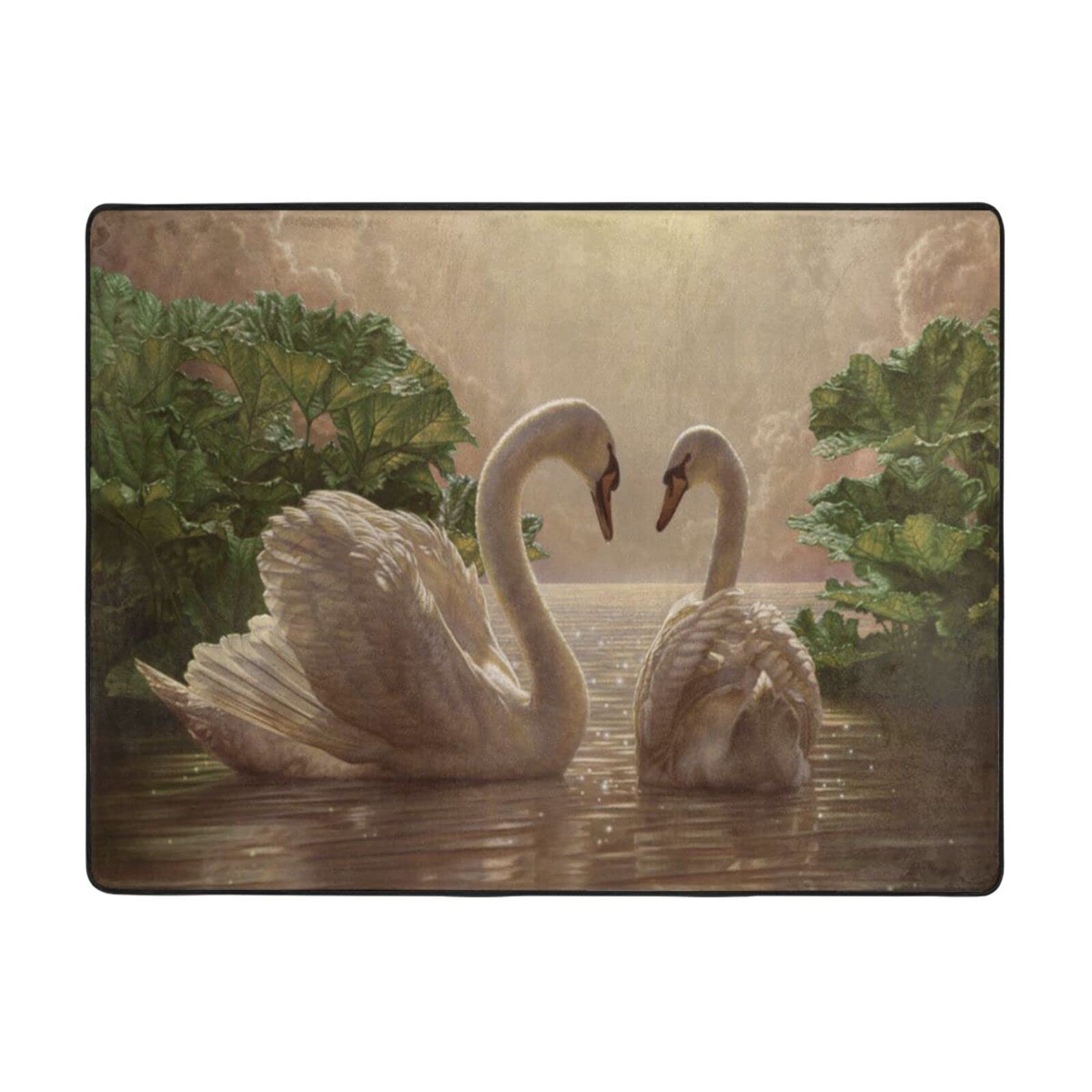 Tapis cygne haut de gamme 160 x 122 cm aux finitions soignées pour salon