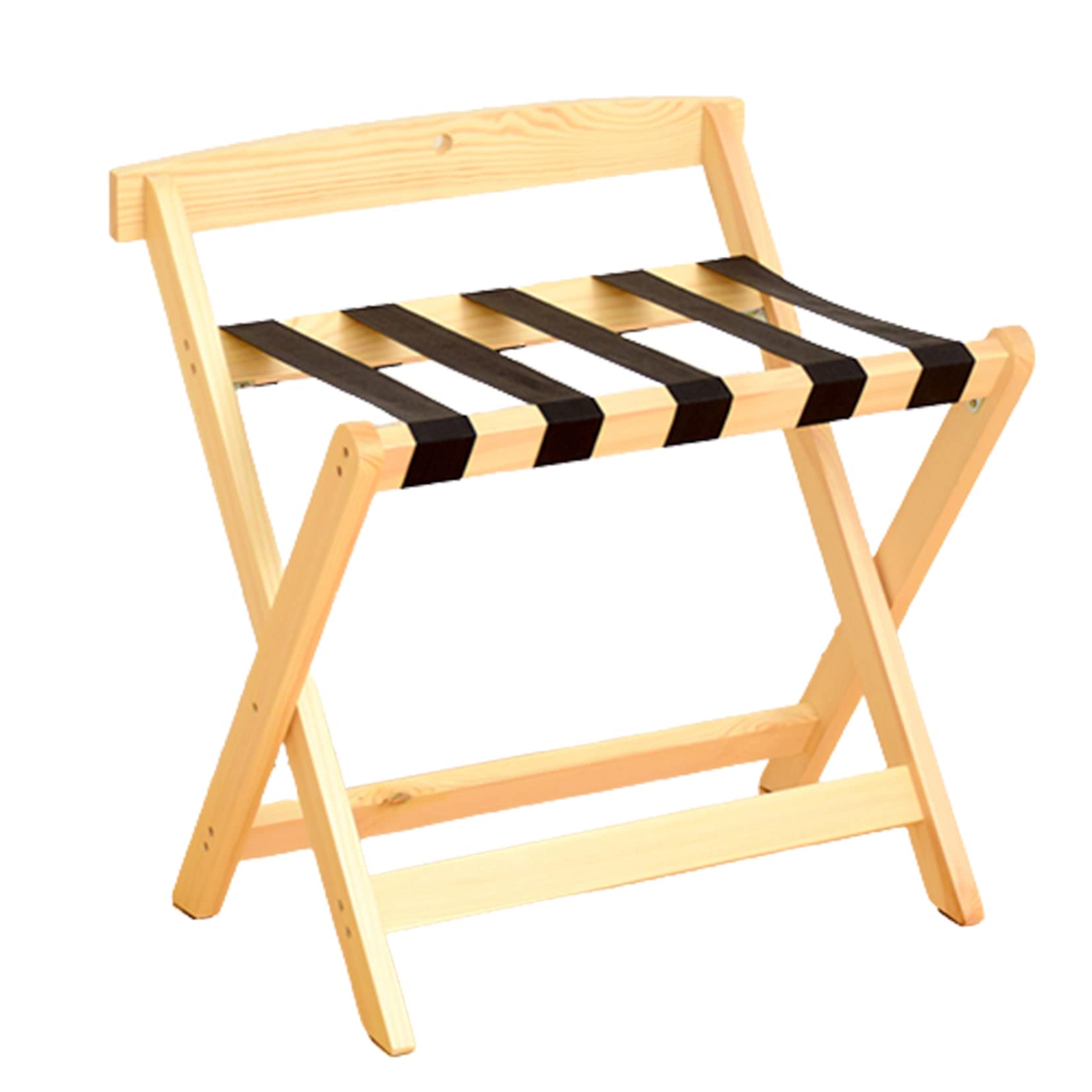 Porte-bagages pliable de standing en bois massif pour valise avec dossier noir