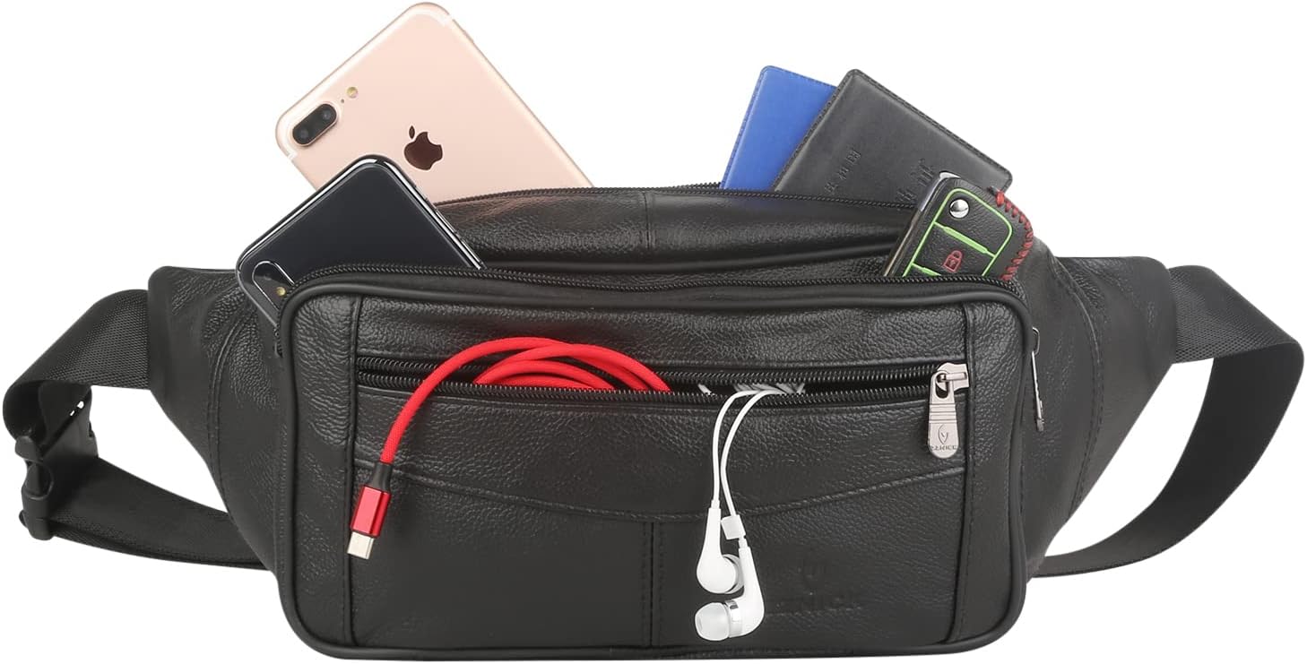 Genuine Leather Fanny Pack/Waist Bag/Organizer with Adjustable Belt, Multiple Pockets For Men and Women - Image 7