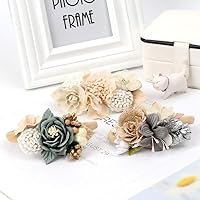 Vista 6 de Diadema elástica de nailon para bebé niña, lazo hecho a mano para recién nacido, paquete de 3 (multicolor)