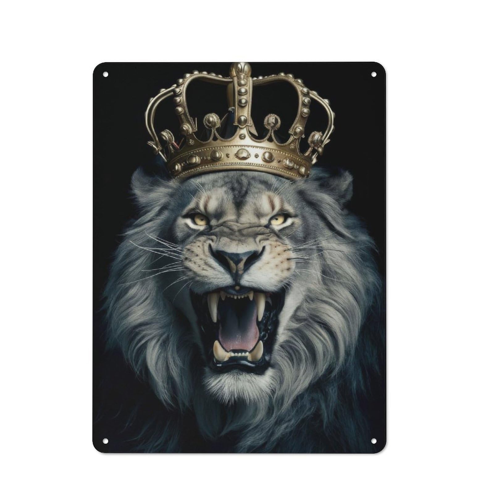 Junmoney Lion Crown Metal Sign 40X30cm With For Workshop Wall, Rustic Decor, For Garage, Workshop And Man Cave Decoration