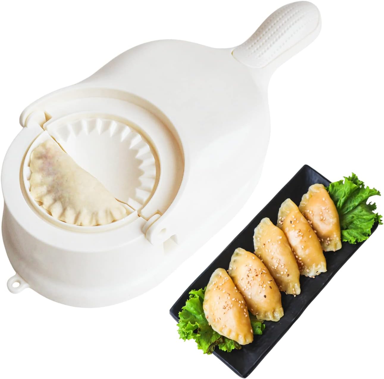 InstaCuppa Dumpling Maker And Momos Maker, 2 In 1 Press And Mould Manual Dumpling Maker,Plastic,White, 25 x 10 x 7 Centimeters