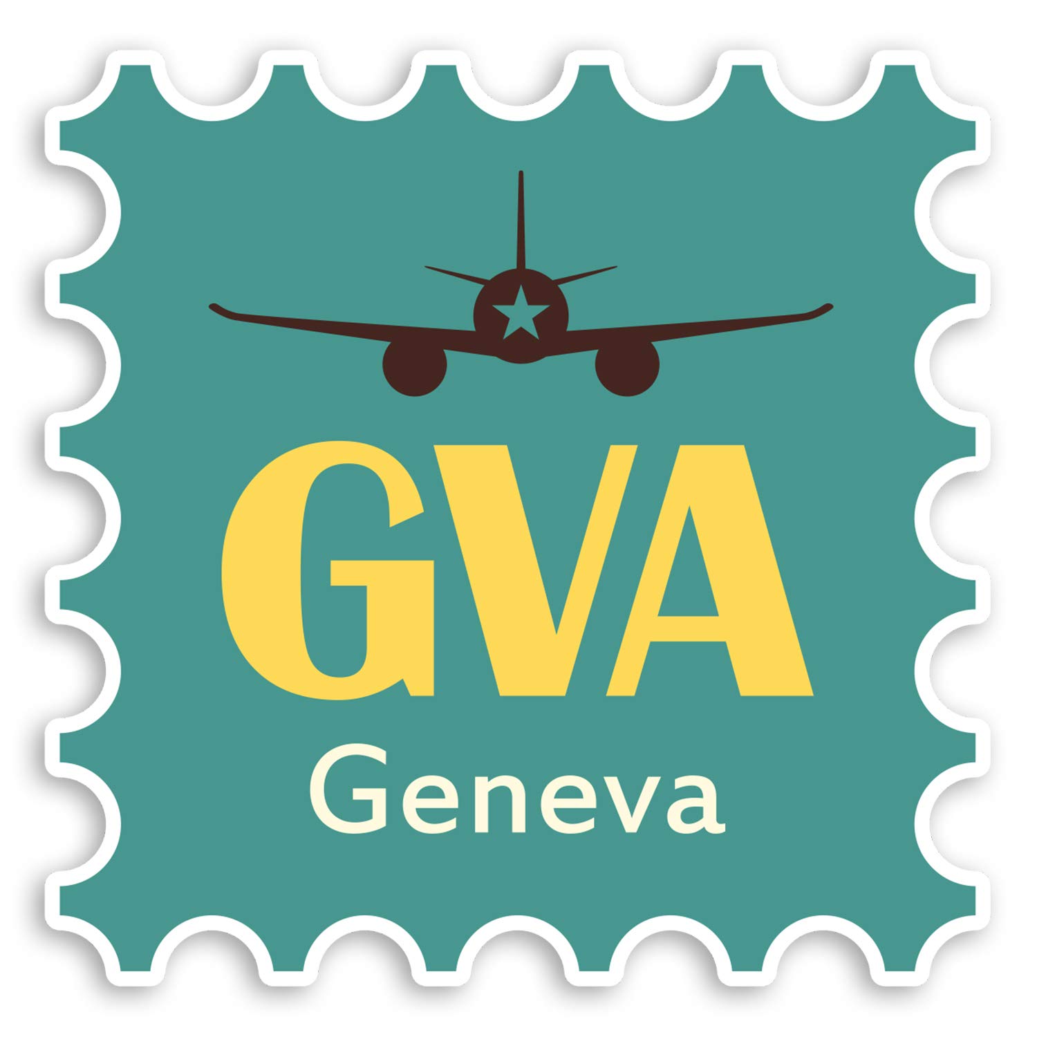 2 x 10cm GVA Geneva Airport Vinyl Stickers - Switzerland Luggage Sticker #31117 (10cm Wide)