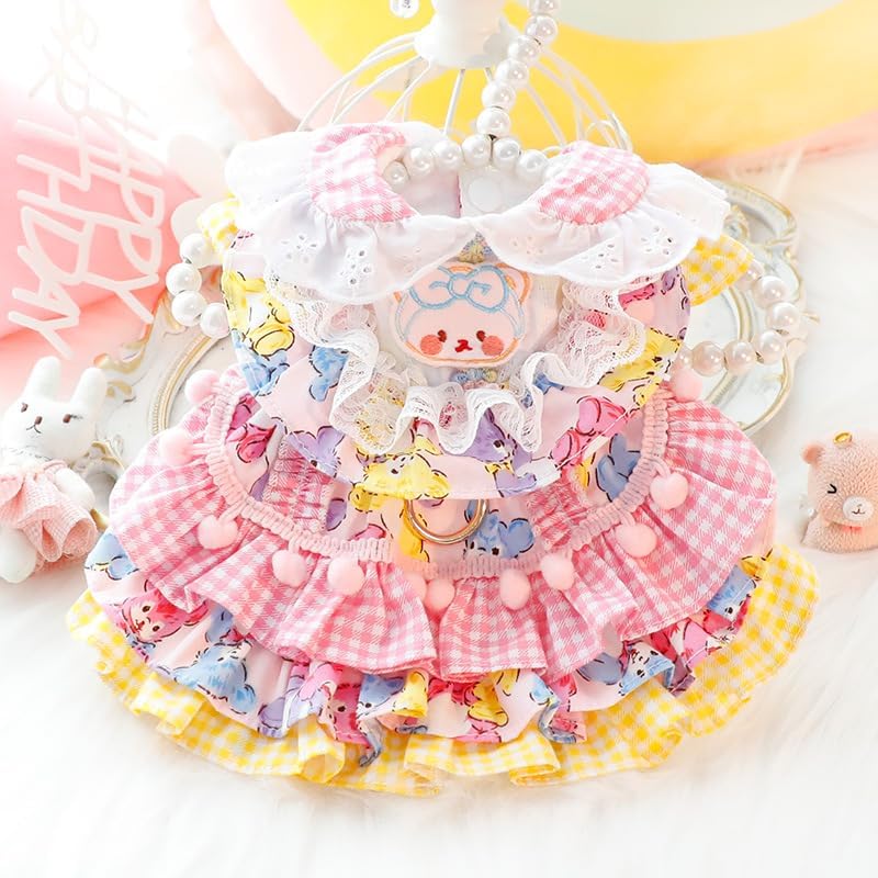 Vestido princesa para perros pequeños talla XL color rosa oso miniatura 4