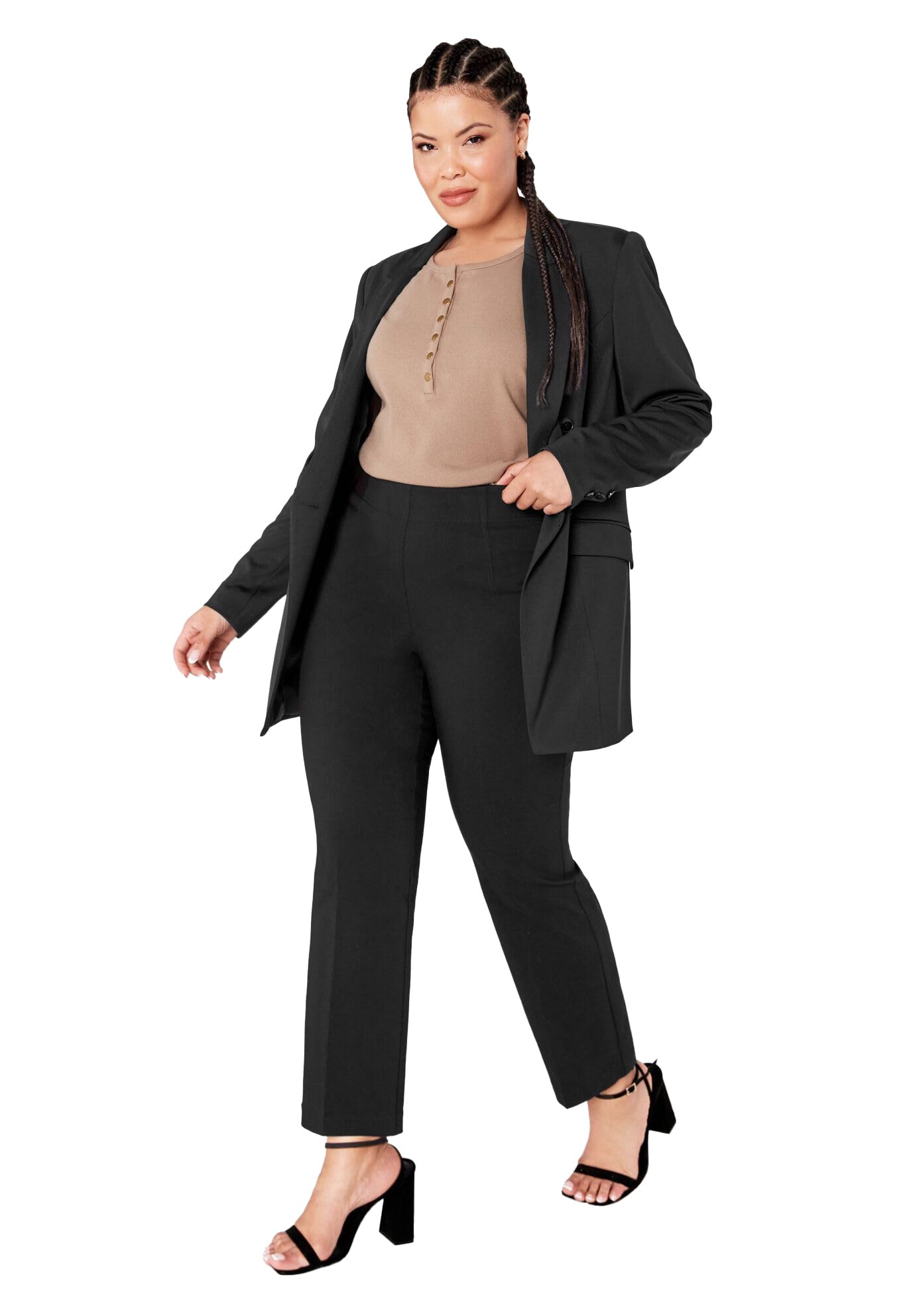 Avenue Womens Plus Size Tall Super Stretch Slim Flare Pant
