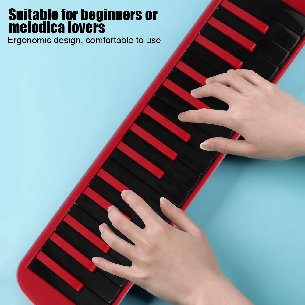 32 tasti di pianoforte tubo lungo melodica tubo di plastica melodica con cannello boccaglio custodia per bambini principianti per adulti(Rosso)