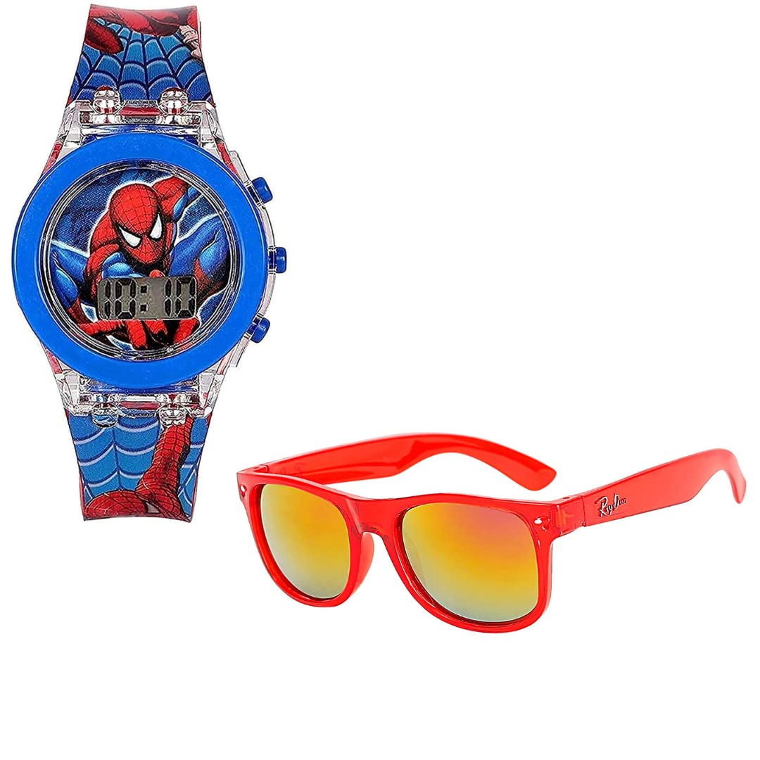 ALNA-TURA Avengers Watch for Kids Spiderman Watch with Stylish Sunglass/Led Watch for Kids/Light up/Fashanable/Durable Wrist Watch for Boys (B0C6H88KNJ) Amazon Price History, Amazon Price Tracker
