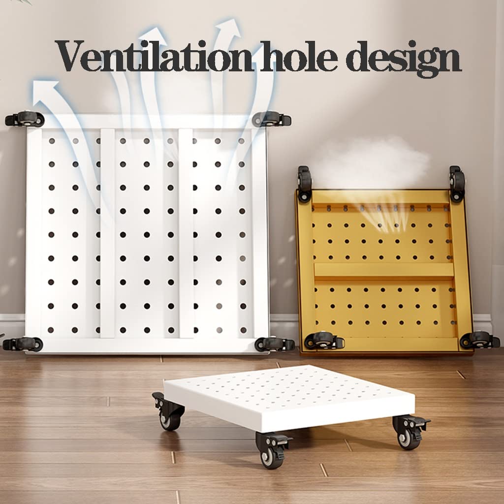 Portavaso in metallo con ruote, robusto carrello quadrato per interni ed esterni, supporto in ferro battuto resistente, supporta 150 kg, finitura oro, 40 cm (nero, 45 cm)