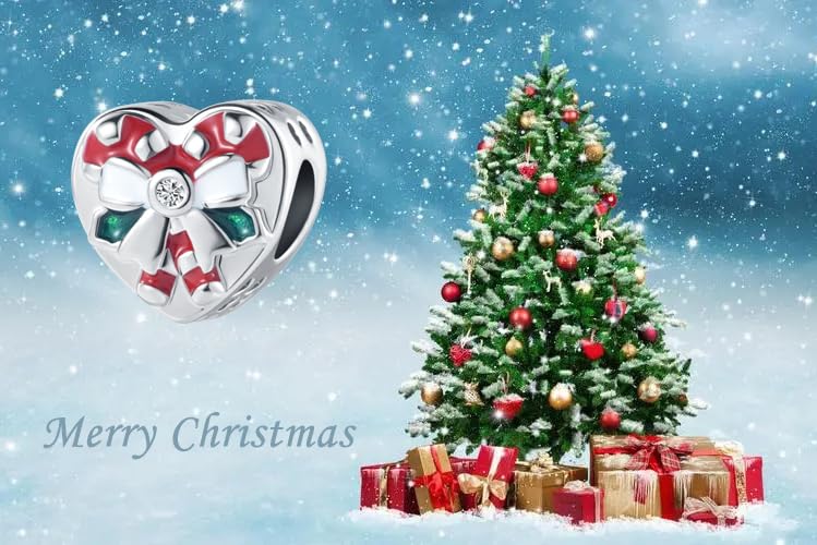 Image of Christmas Holiday Season Charms for Pandora Bracelets New Snowflake Santa Claus Home Moose Gift Tree Candy Cane Snow Globe