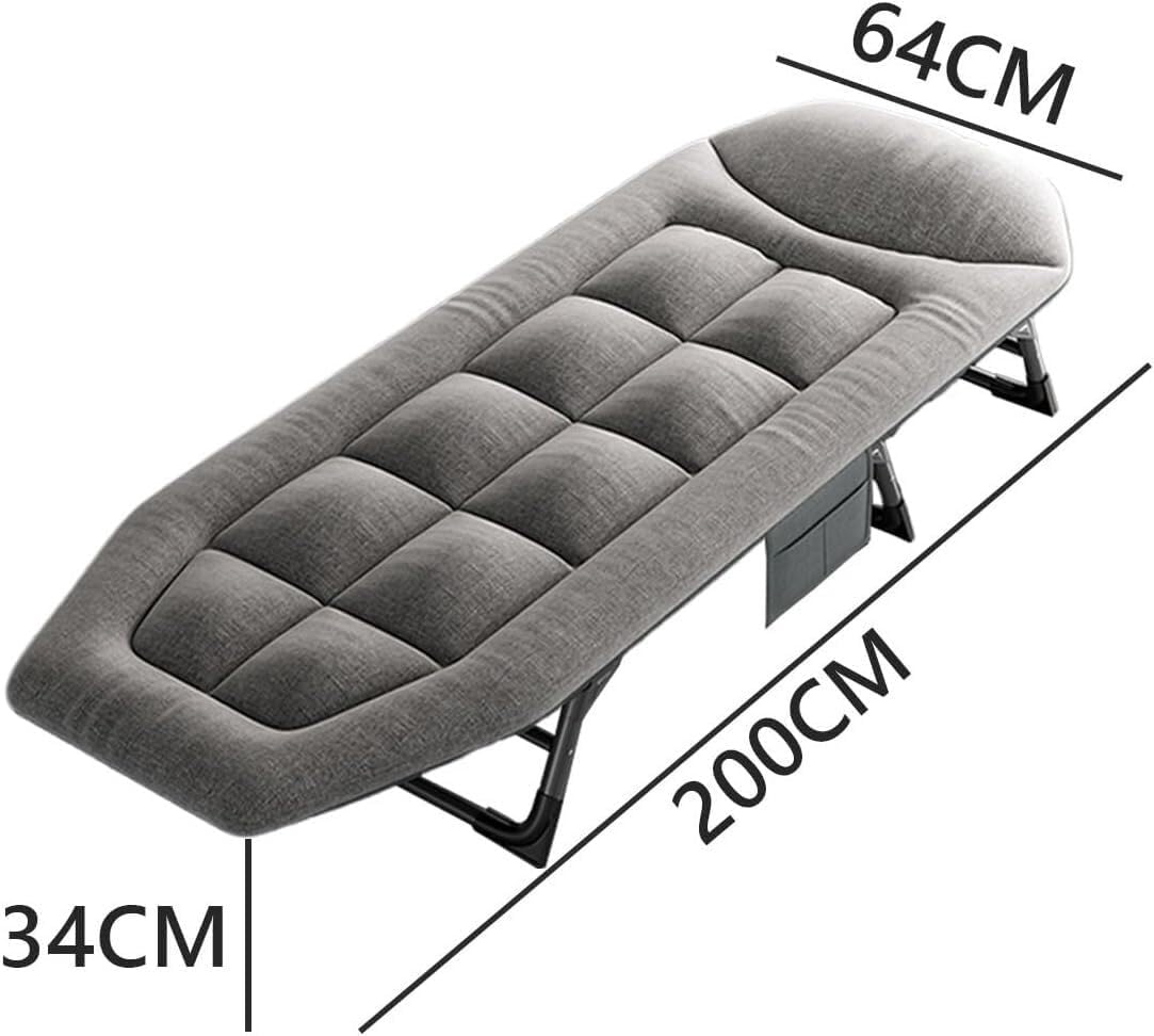 TIST Lightweight Folding Bed Adult Portable Camping Bed High Load Capacity Headrest Skin-Friendly Fabric Folding Bed Suitable for Home, Outdoor and Office Use Camping Folding Bed(200 * 64 * 34CM)