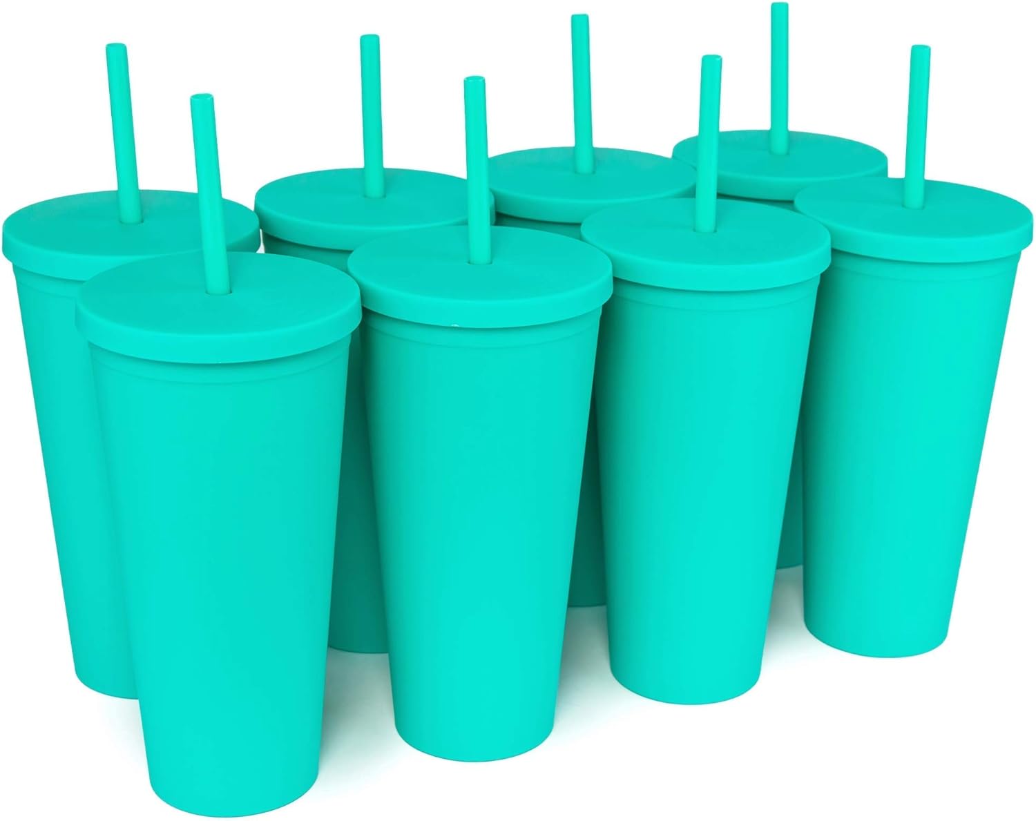 Tumblers with Lids (8 pack) 22oz Pastel Colored Acrylic Cups with Lids and Straws