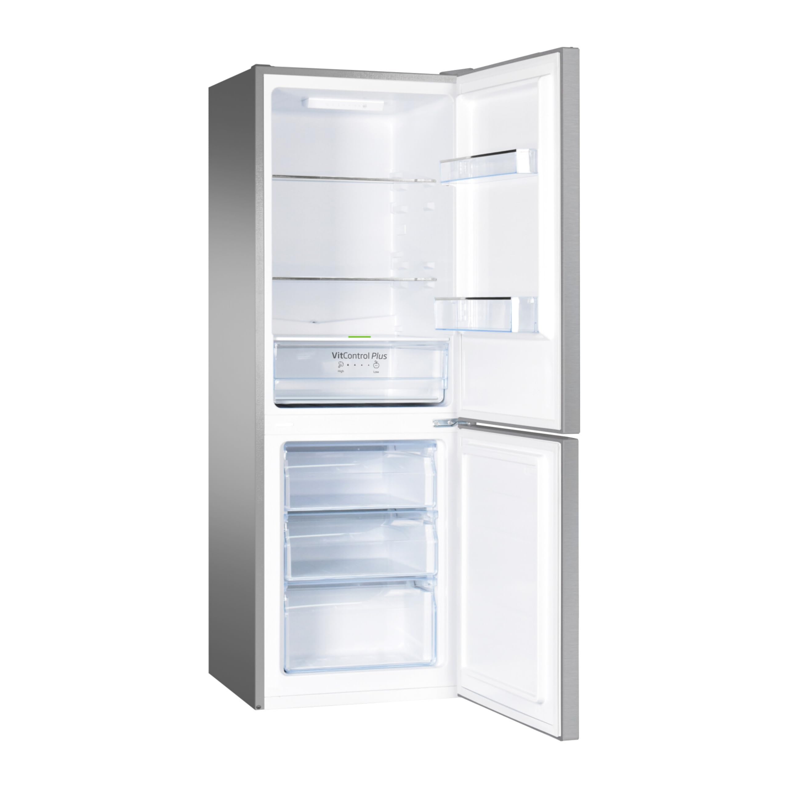 Amica Kühl Gefrierkombination freistehend 159 cm Höhe 227 l Nutzinhalt FrostControl VitControlPlus Schublade Superkühlen und Supergefrieren - Edelstahloptik