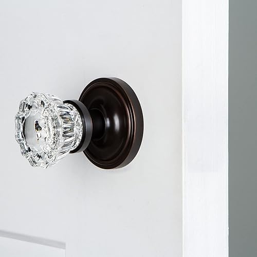 Miniatura 7 de Nostalgic Warehouse Pomo clásico de cristal de privacidad con roseta en bronce atemporal