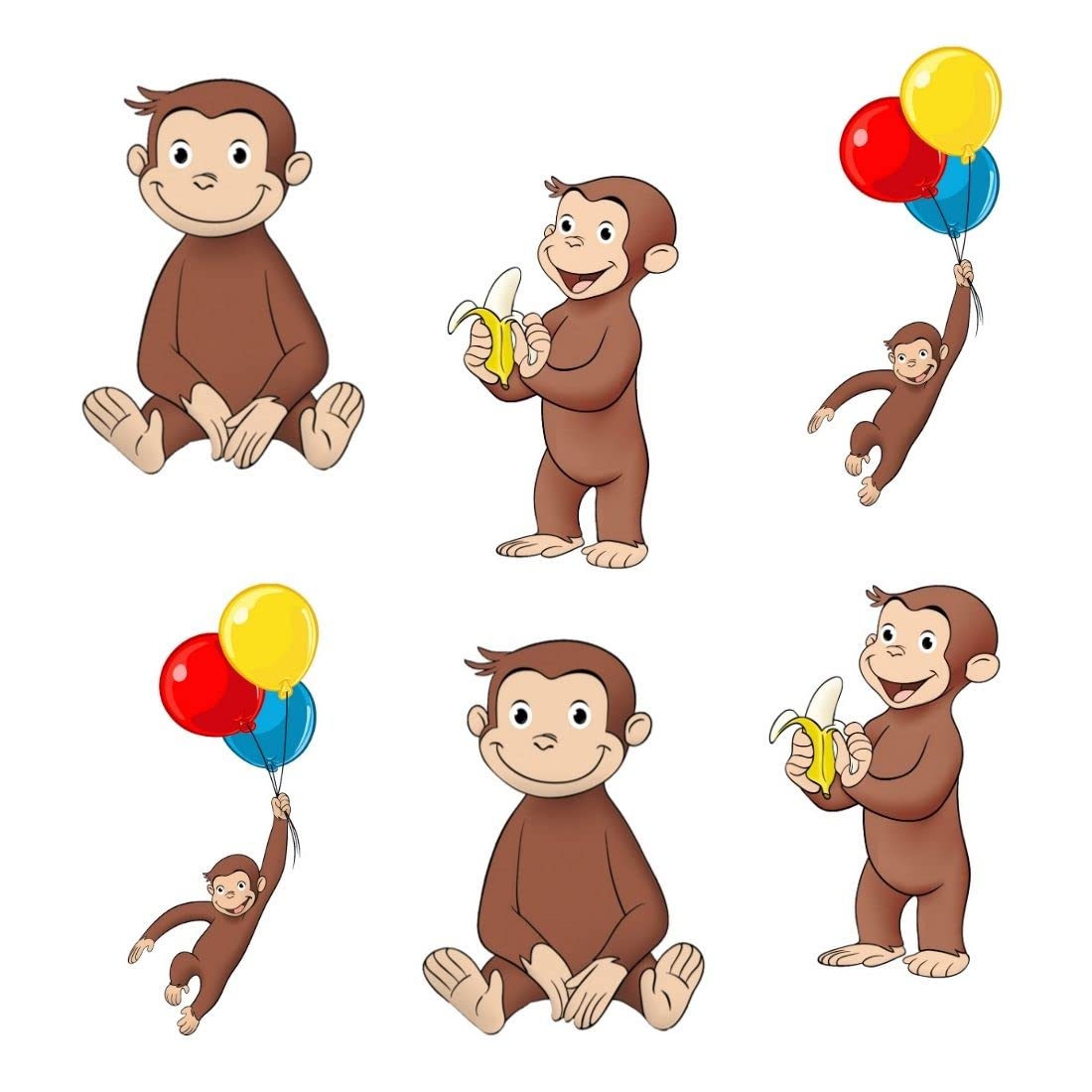 Curious George Theme Cutout (6 inches/250 GSM Cardstock/Mixcolour/12Pcs)-image-44