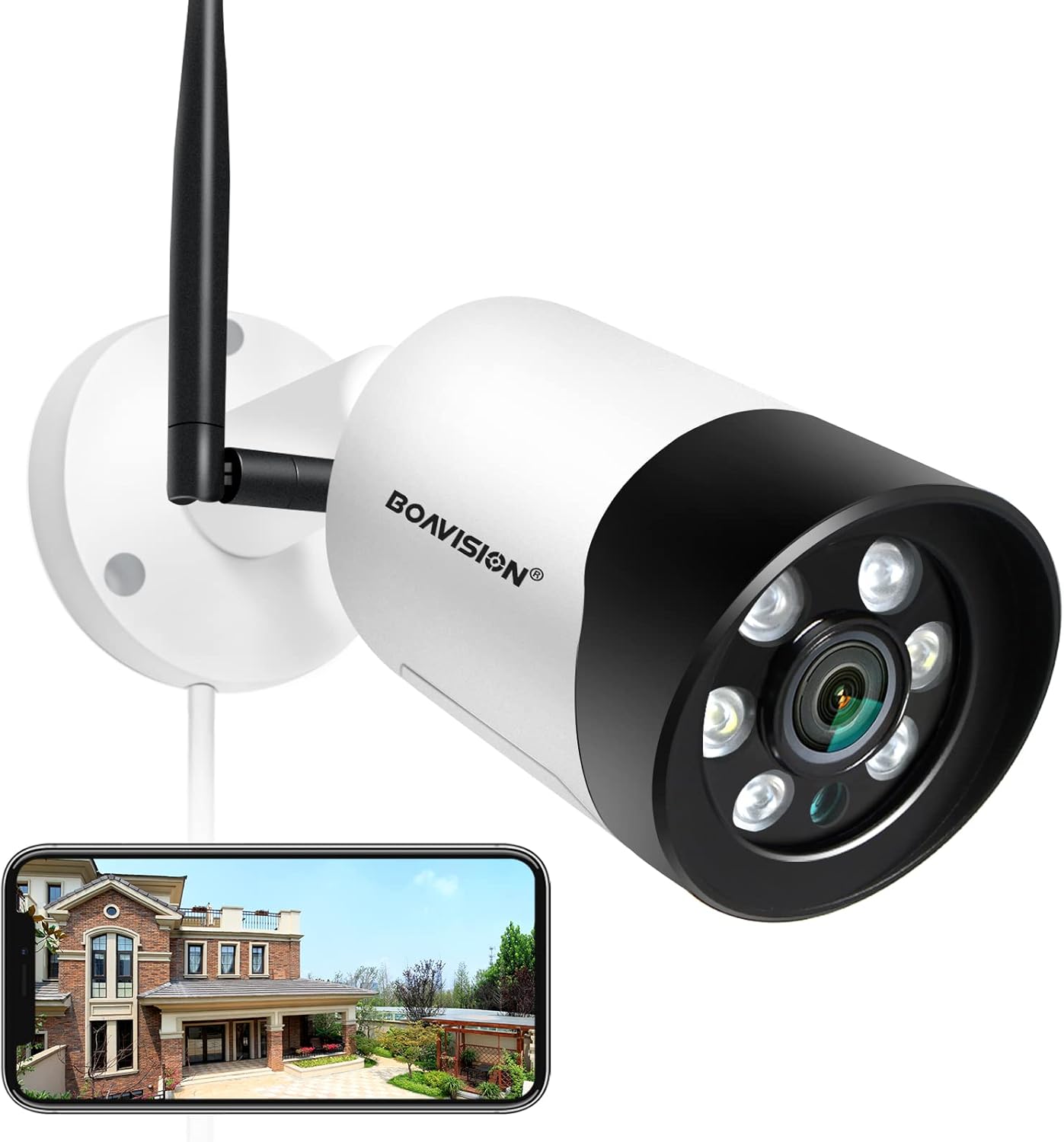 Cámara IP, cámara WiFi Boavision HD 1080P para Exteriores, inalámbrica, visión Nocturna a Todo Color, cámara de Seguridad CCTV, Ranura para Tarjeta TF App IP66