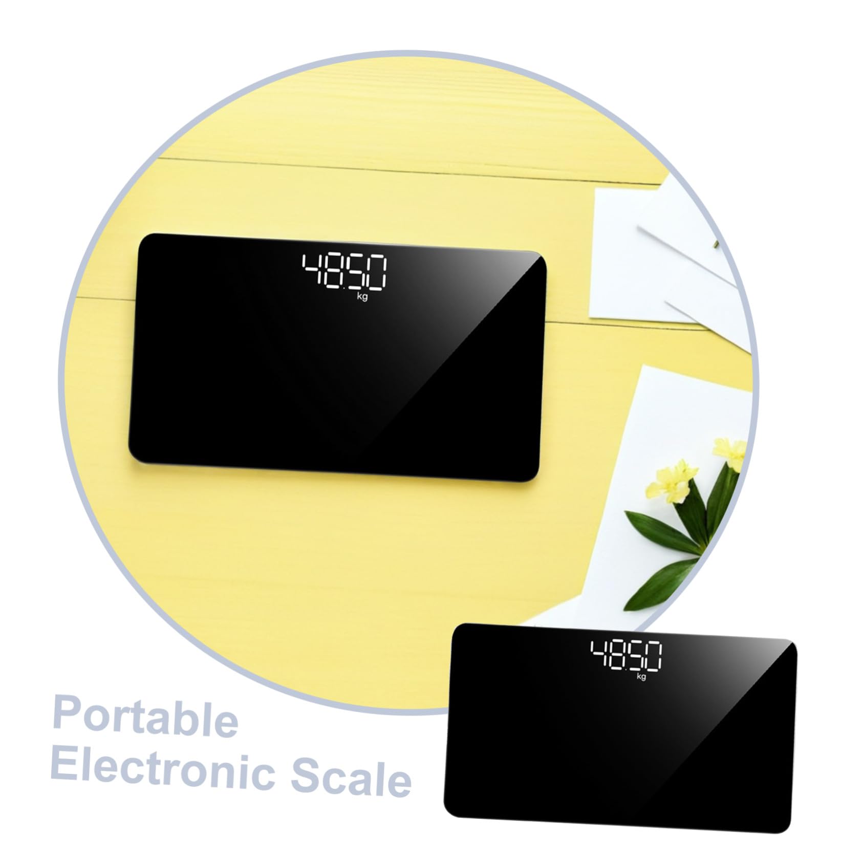Bilancia Digitale Portatile da Viaggio Specchio e Ricarica USB, Mini Bilancia Precisa Base Antiscivolo per Controllo Peso e Uso Casalingo 25X14 CM
