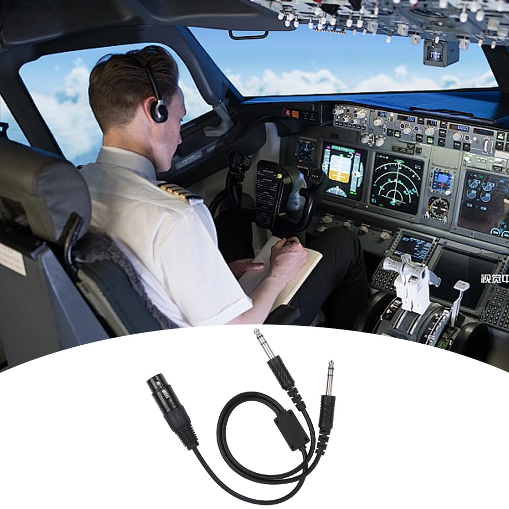 Joyzan Adattatore Per Cuffia Aviazione, Cavo Adattatori Cuffie Aeronautiche | Audio Aerei U 174 Aeronautica Portatile Elicotteri a Doppio Spinotto Generale XLR a GA Doppia Spina 5 Pin Plug And Play