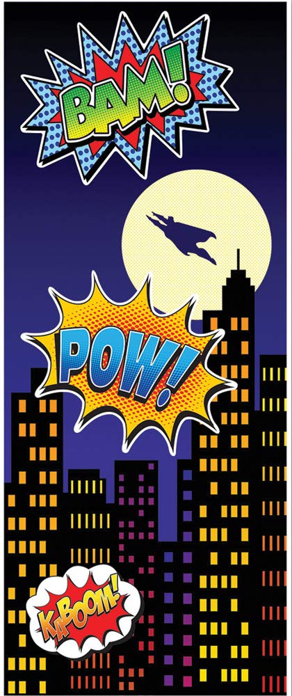 Beistle Hero Plastic Door Cover - 76 x 183cm - Comic Book Super Hero's Party Decorations