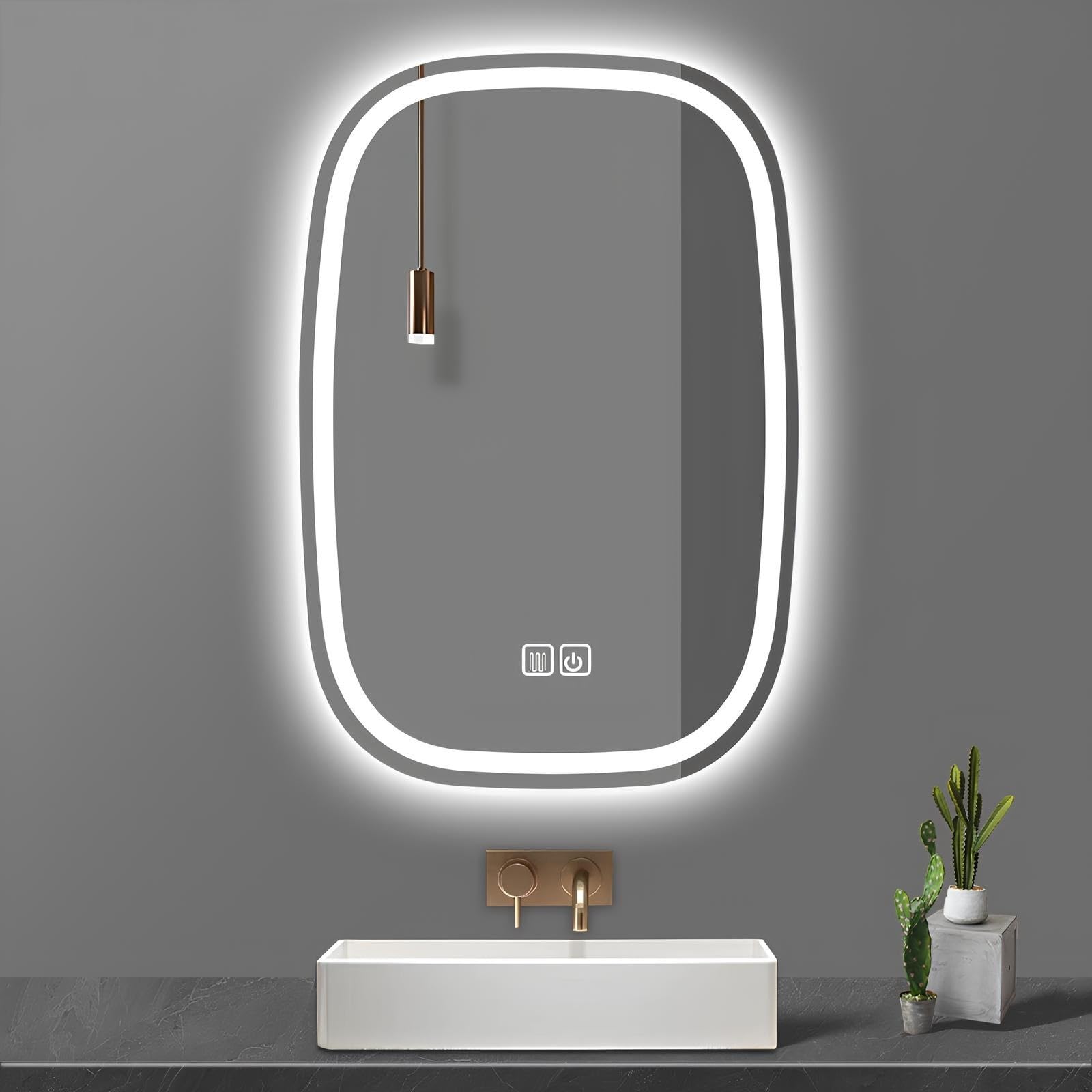 SXFSDOU Large Frameless LED Bathroom Mirror 60x90cm - Dimmable Anti-Fog Shaving & Makeup Wall-Mounted Shatterproof Backlit Design