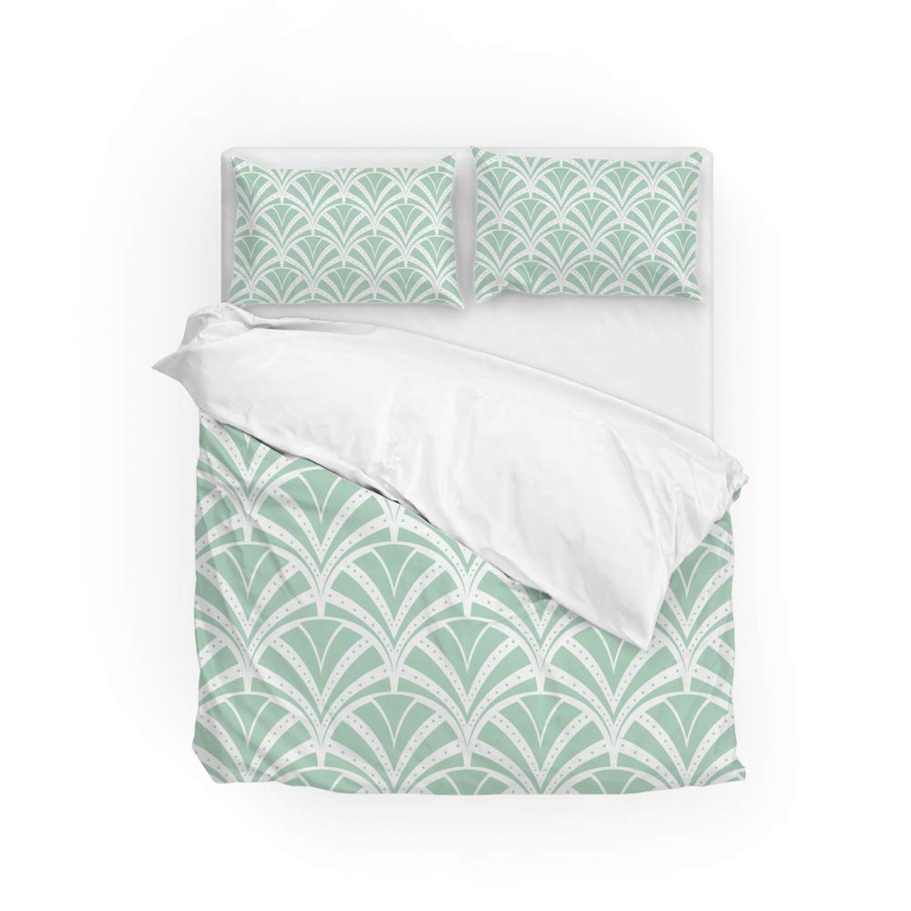 Housse de couette 3 pièces avec 2 taies d'oreiller lit double géométrique doux