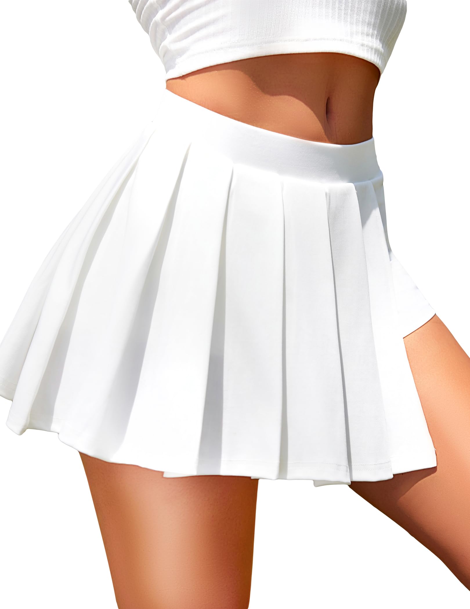 Avidlove Womens Pleated Mini Skirt Solid Ruffle Schoolgirl Skirts Pleated Cheer Skirt S-XXL