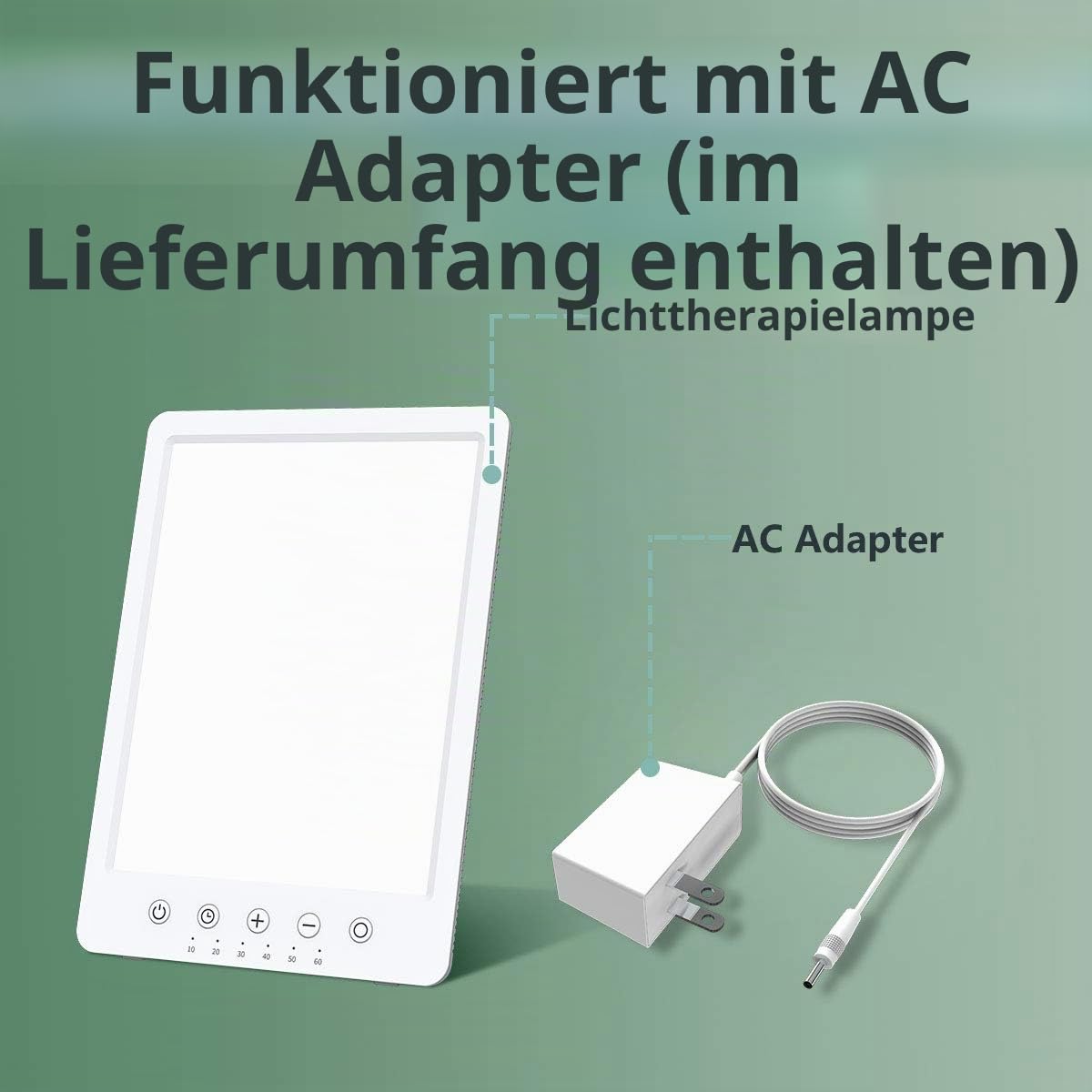 Easysleep Tageslichtlampe 10000 Lux Lichttherapielampe LED mit 6 Timer, 10 Helligkeitsstufen, UV-freies simuliertes Sonnenlicht
