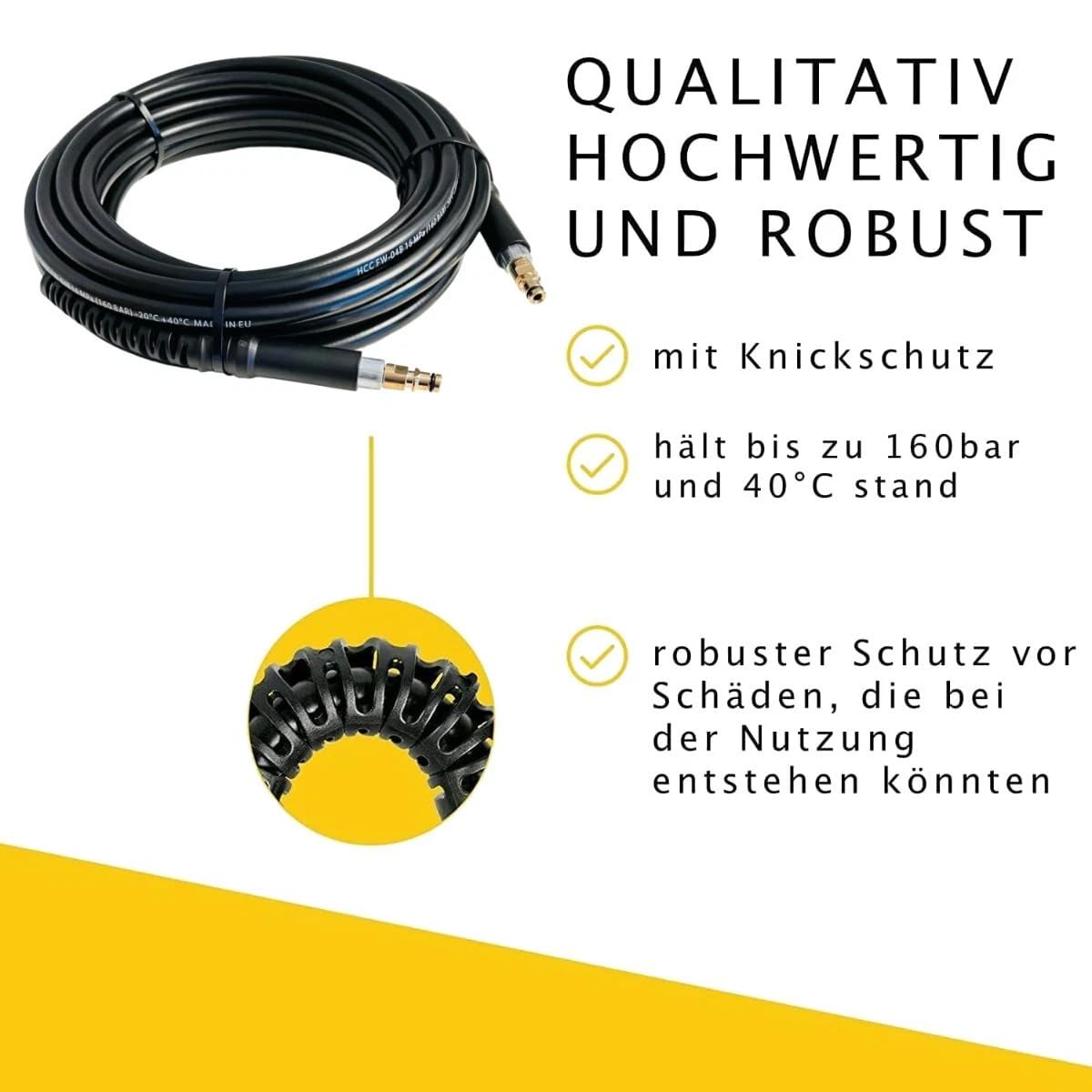 M&M Smartek Tubo ad alta pressione compatibile con idropulitrice Kärcher K2, K3, K4, K5, K7 – Connettori Quick Connect – NW 6 x 1, 160 bar, 40 °C, come numero di ricambio: 2.641-721.0