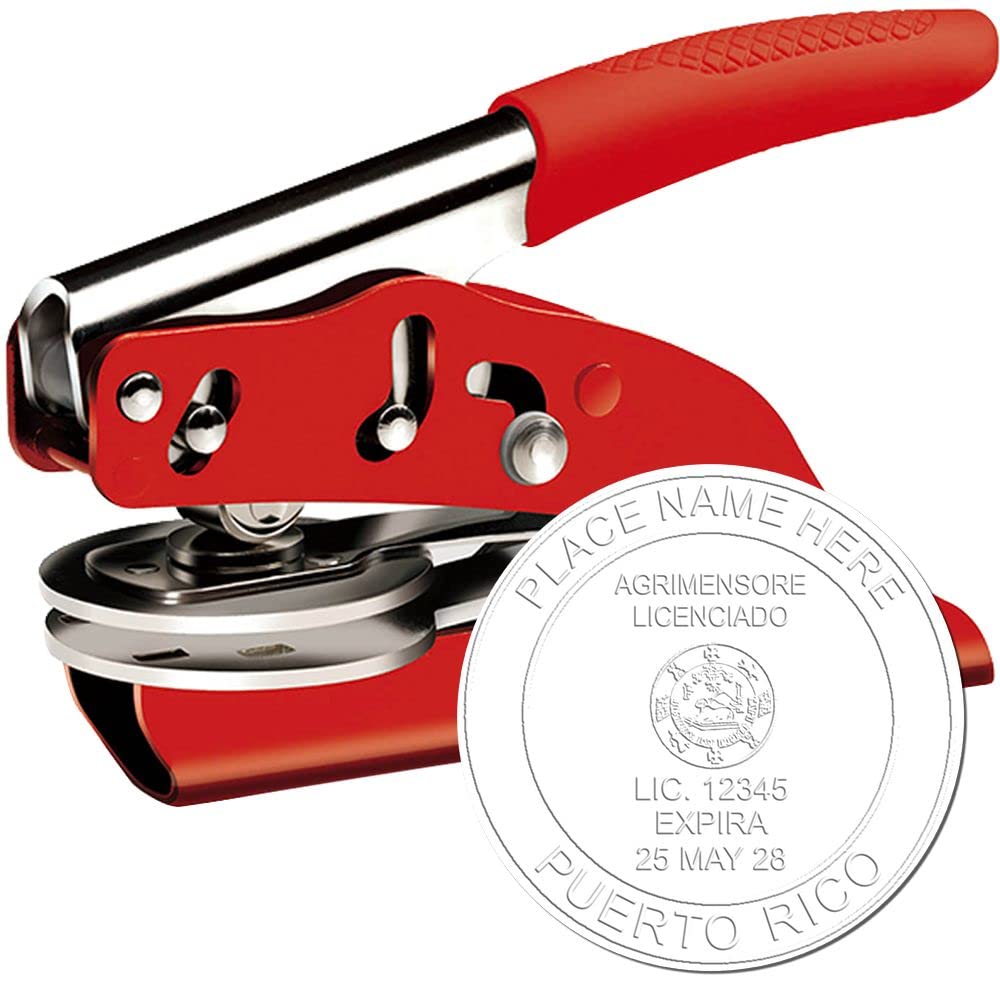 Professional Land Surveyor Seal for Puerto Rico, Puerto Rico PLS Seal, Red Soft Seal, Ideal for Puerto Rico Land Surveyors, Size 2