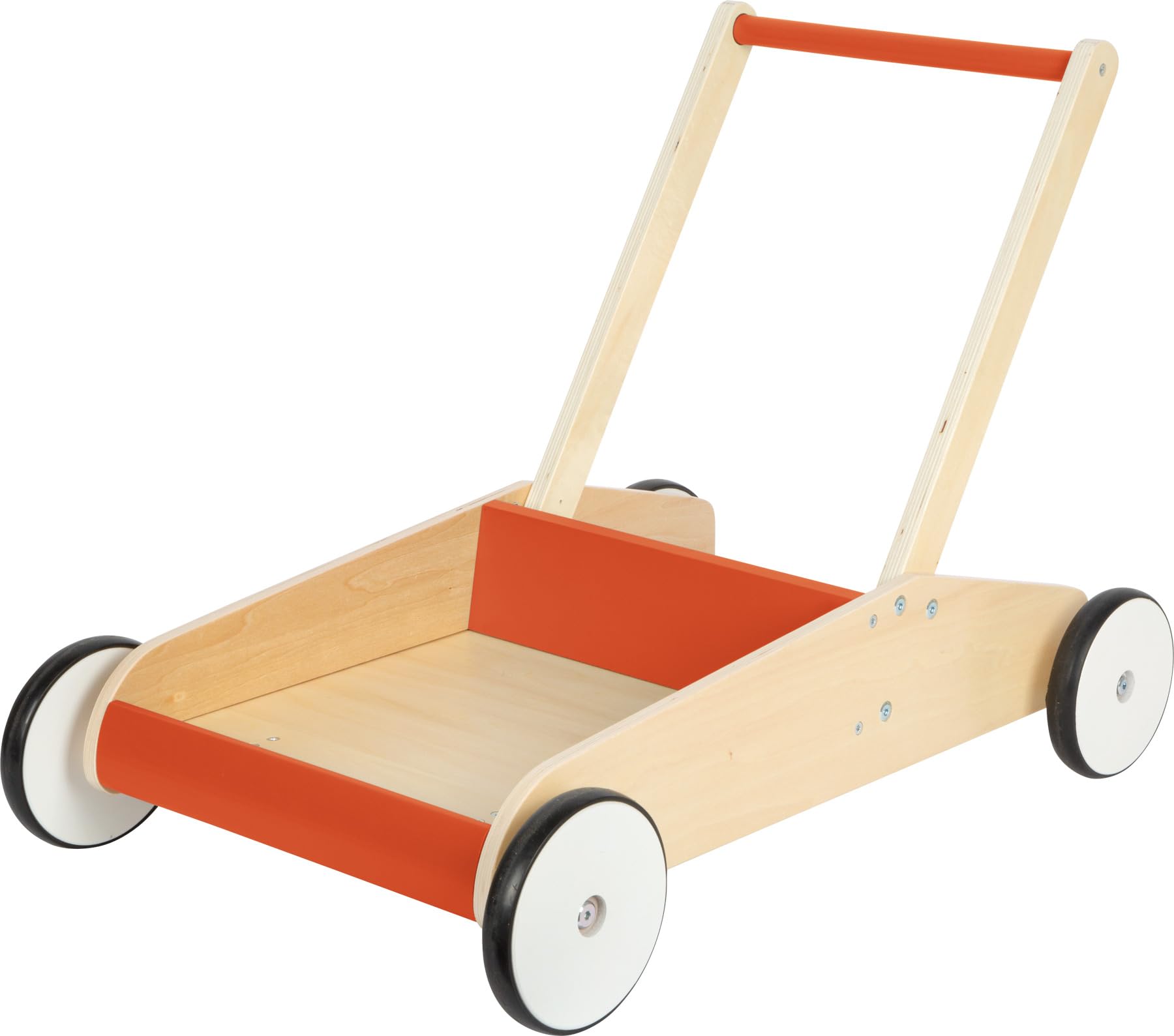 small foot Carrello Primi passi color rosso rame, carrello da spingere, con spazio portaoggetti, dai 12 mesi, 12610
