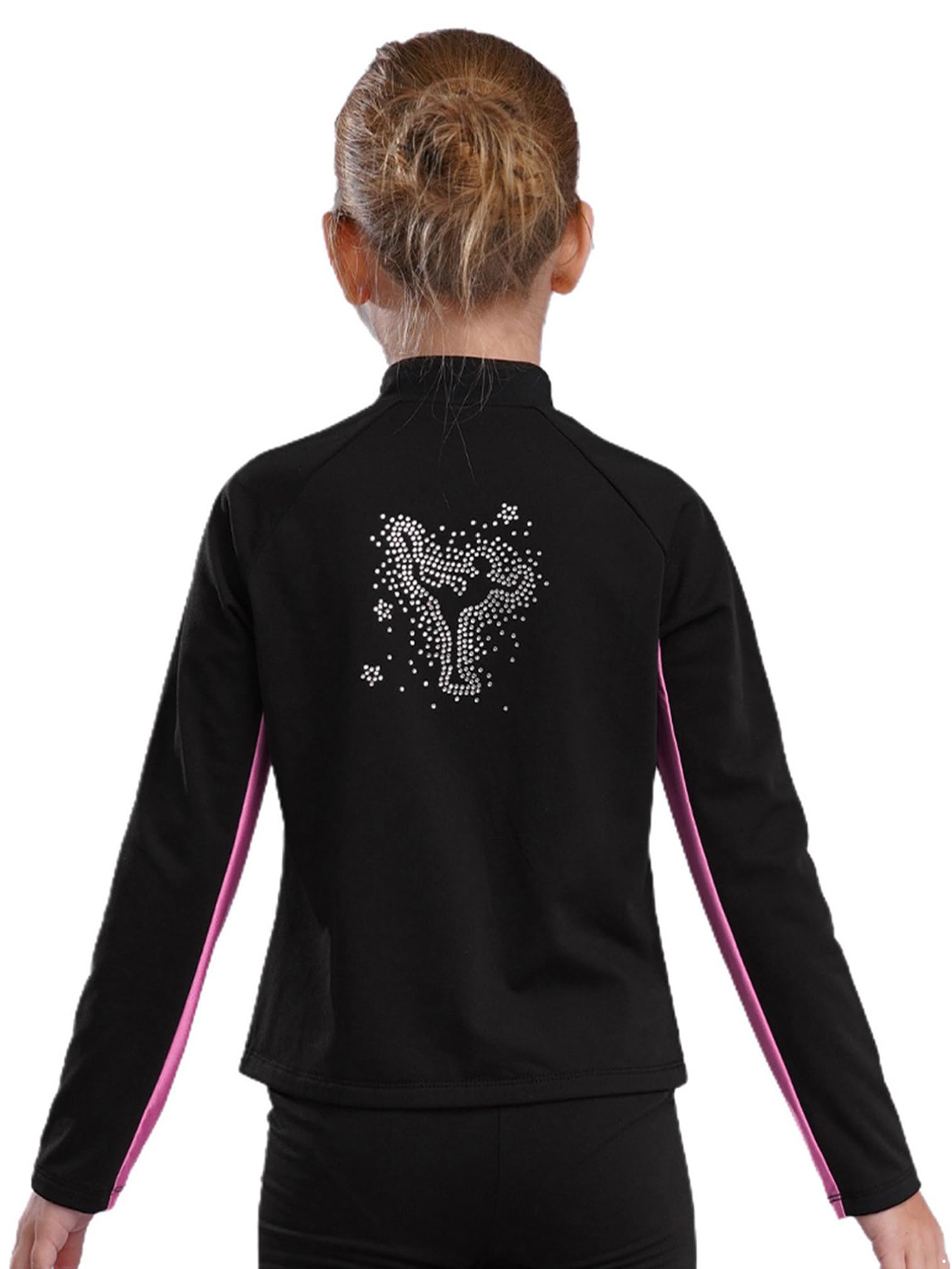 ranrann Ensemble Patinage Artistique Fille Veste Chaud Polaire avec Pantalon Collant Legging Tenue Patinage sur Glace Sport C Rose 11-12 ans