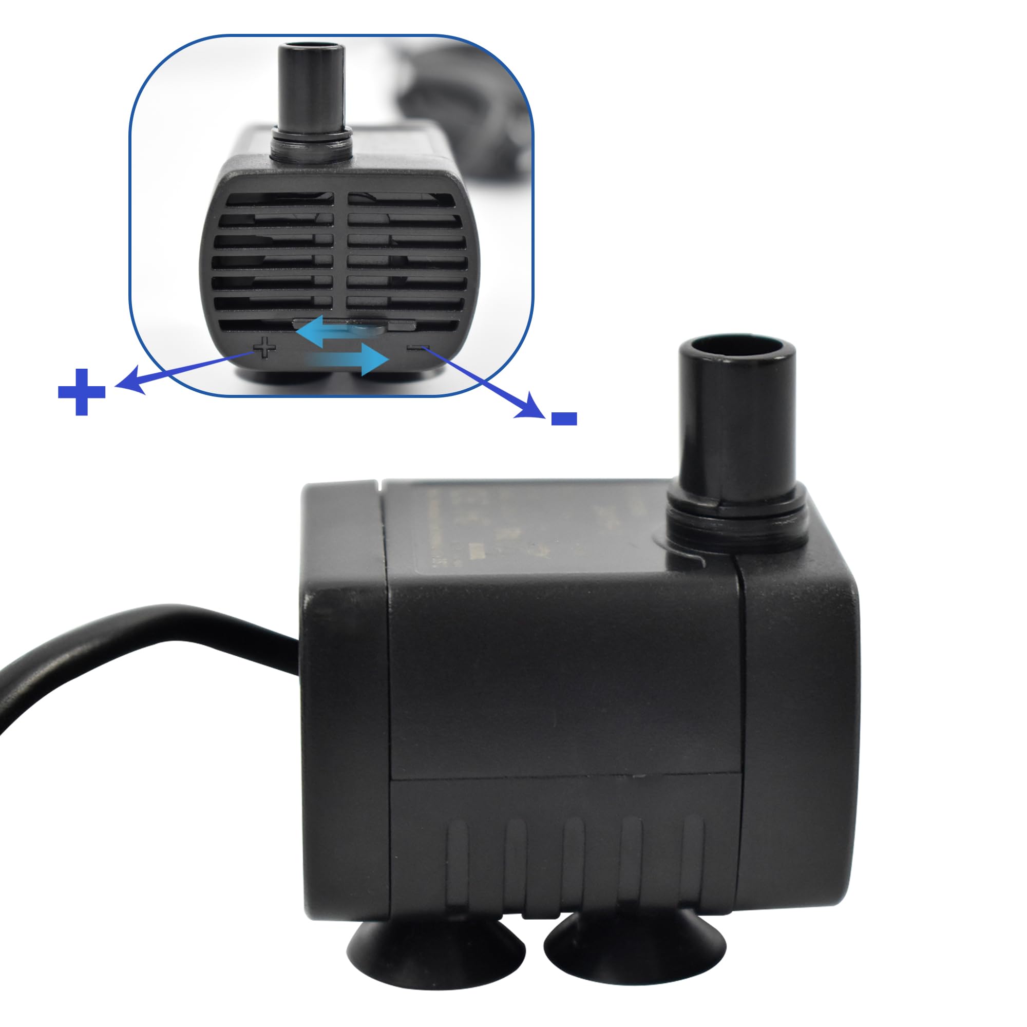 CONQUERALL Zatapialna pompa do akwarium DC 12 V 3 W, 200 l/h, 1,5 m, podnośnik z zasilaczem (UE) do samodzielnego chłodzenia wodą
