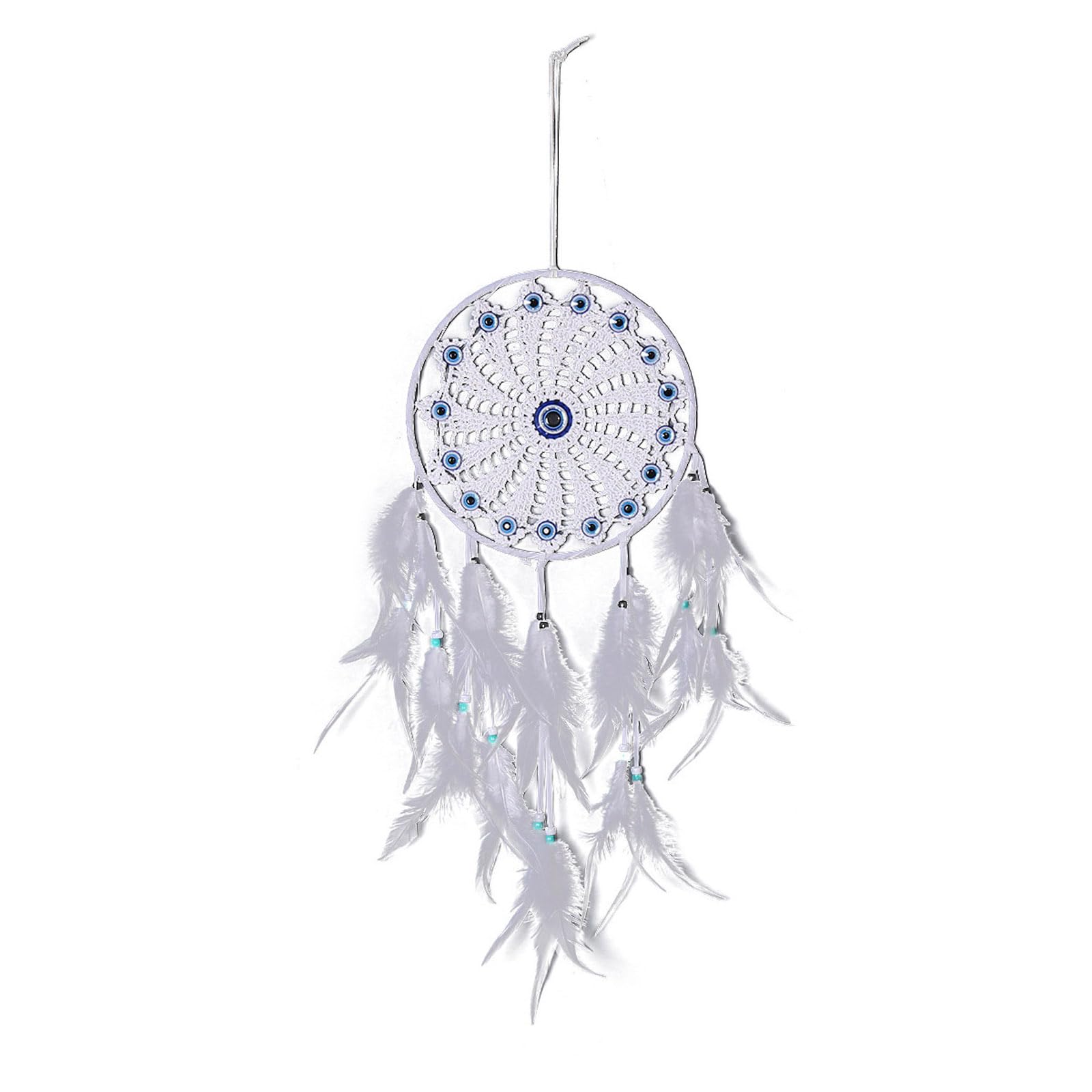Buxuaaaa Eyes Feather Dream Catcher Artificial Handwoven Feather Pendant for Home Bedroom Room Decoration Supplies Spiritual Decor