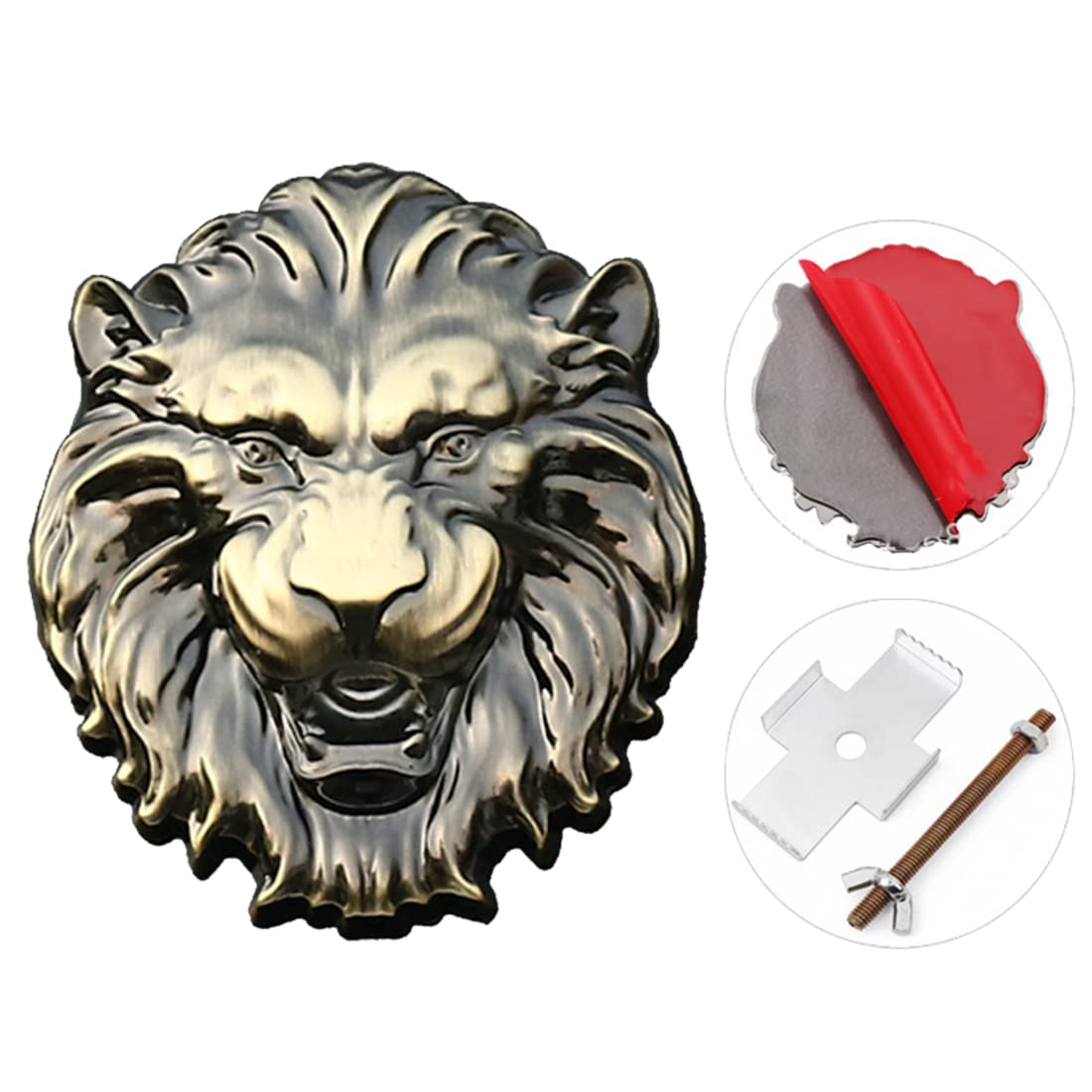 BOMAI Lion Head Logo Badge 3D Metal Decal It Can Be Pasted or Fixed on The Front Center net of The car for Car Truck SUV Decoration Accessories