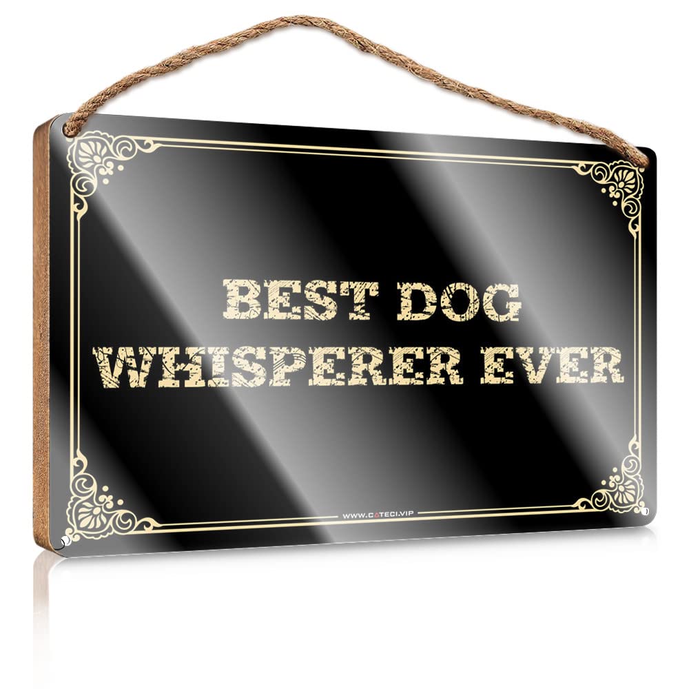 MAHQPZXSF Winter Signs For Home Decor Best Dog Whisperer Ever Wooden Sign Outdoor Wood Plaque Porch Signs Family Wall Decor(20X30CM)
